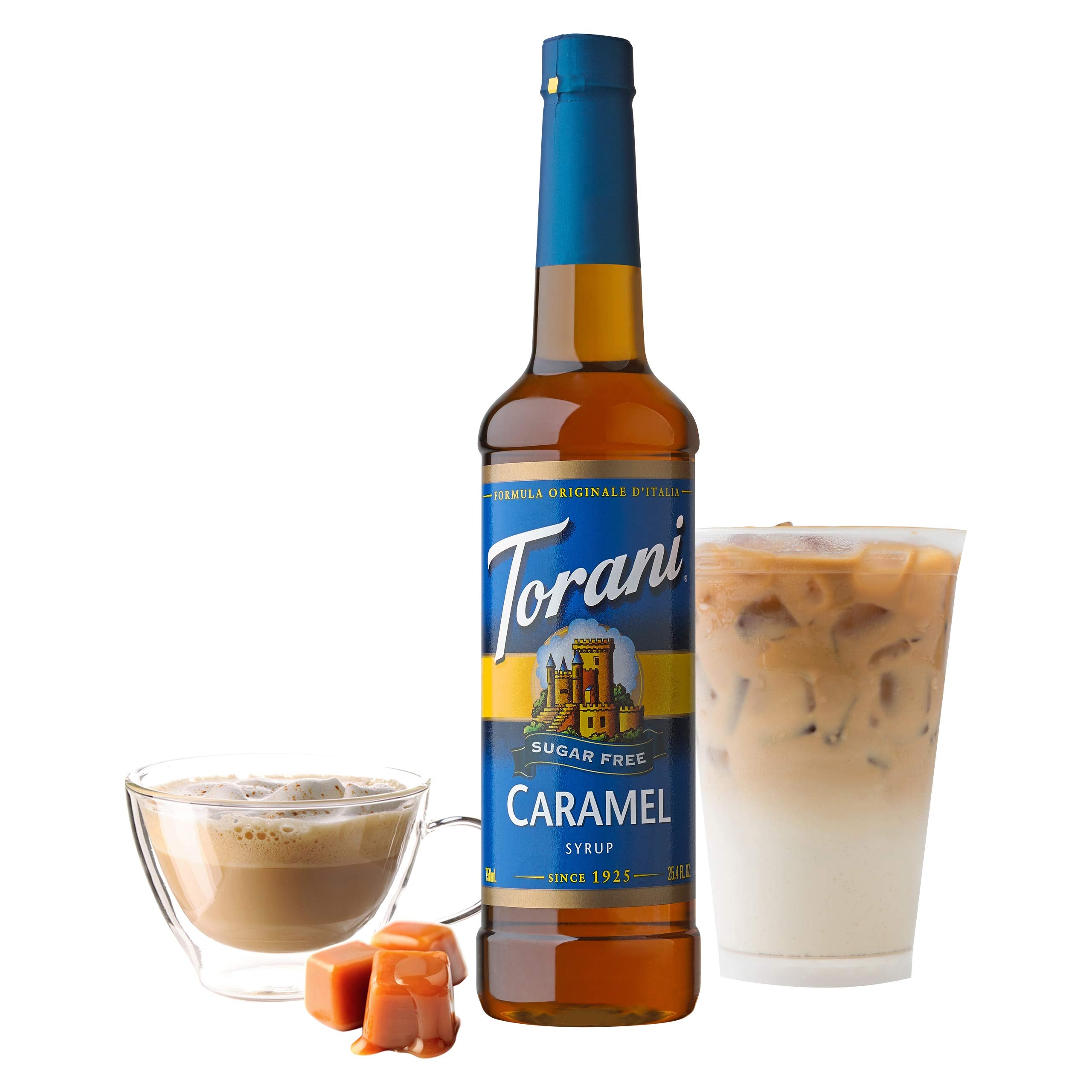 Torani Sugar Free Syrup, Caramel, 25.4 Fl Oz, (Pack of 4)