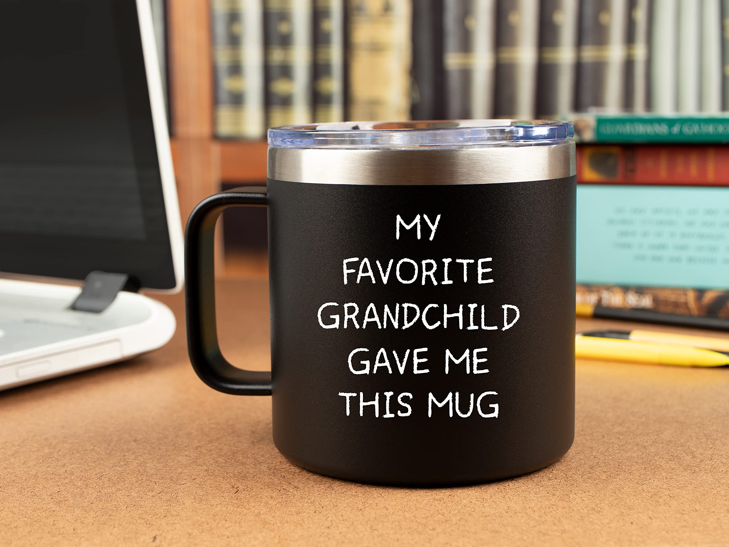 KLUBI Grandpa Gifts From Granddaughter – My Favorite Grandchild Gave Me This Grandpa Christmas Gifts From Grandson Grandpa Mug 14oz Coffee Tumbler Papa Gifts Father's Day Gifts for Grandpa Xmas Gift