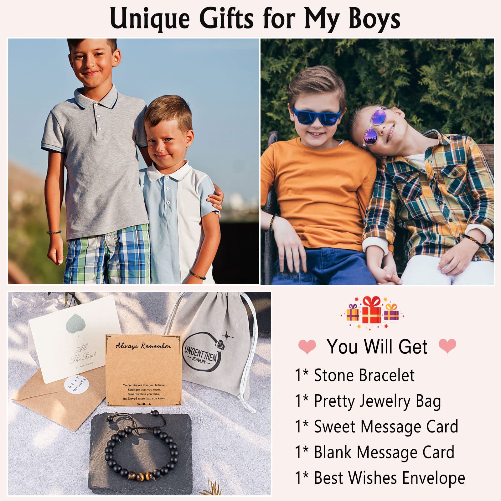 UNGENT THEM Teen Boy Gifts Ideas 13 14 15 16 18 8 10 11 12 Year Old Birthday Graduation Confirmation Easter Valentine's Day Christmas Stocking Stuffers for Kids Teens Teenage Boys Bracelet