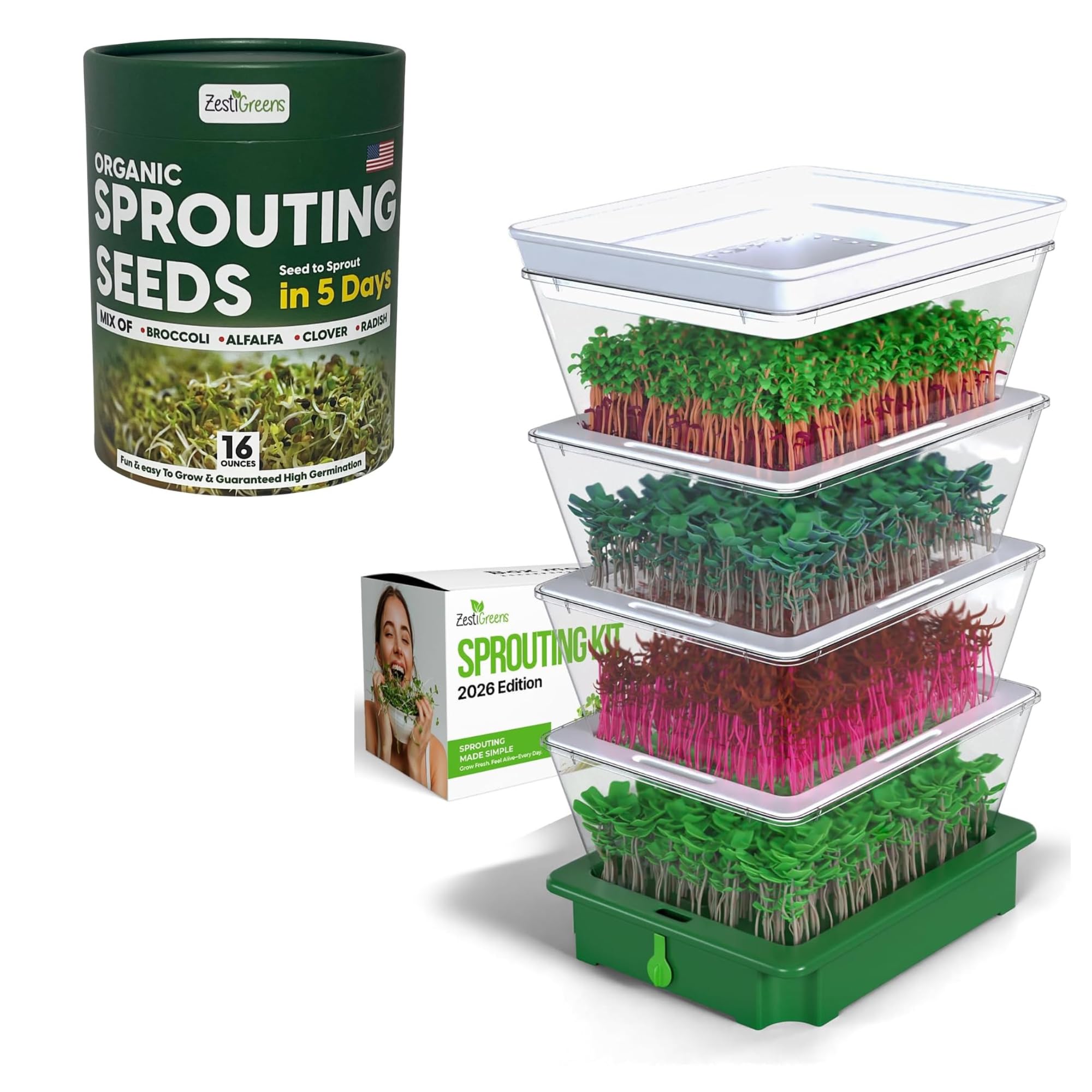 4-Tier Sprouting Growing Kit & Sprouting Seeds