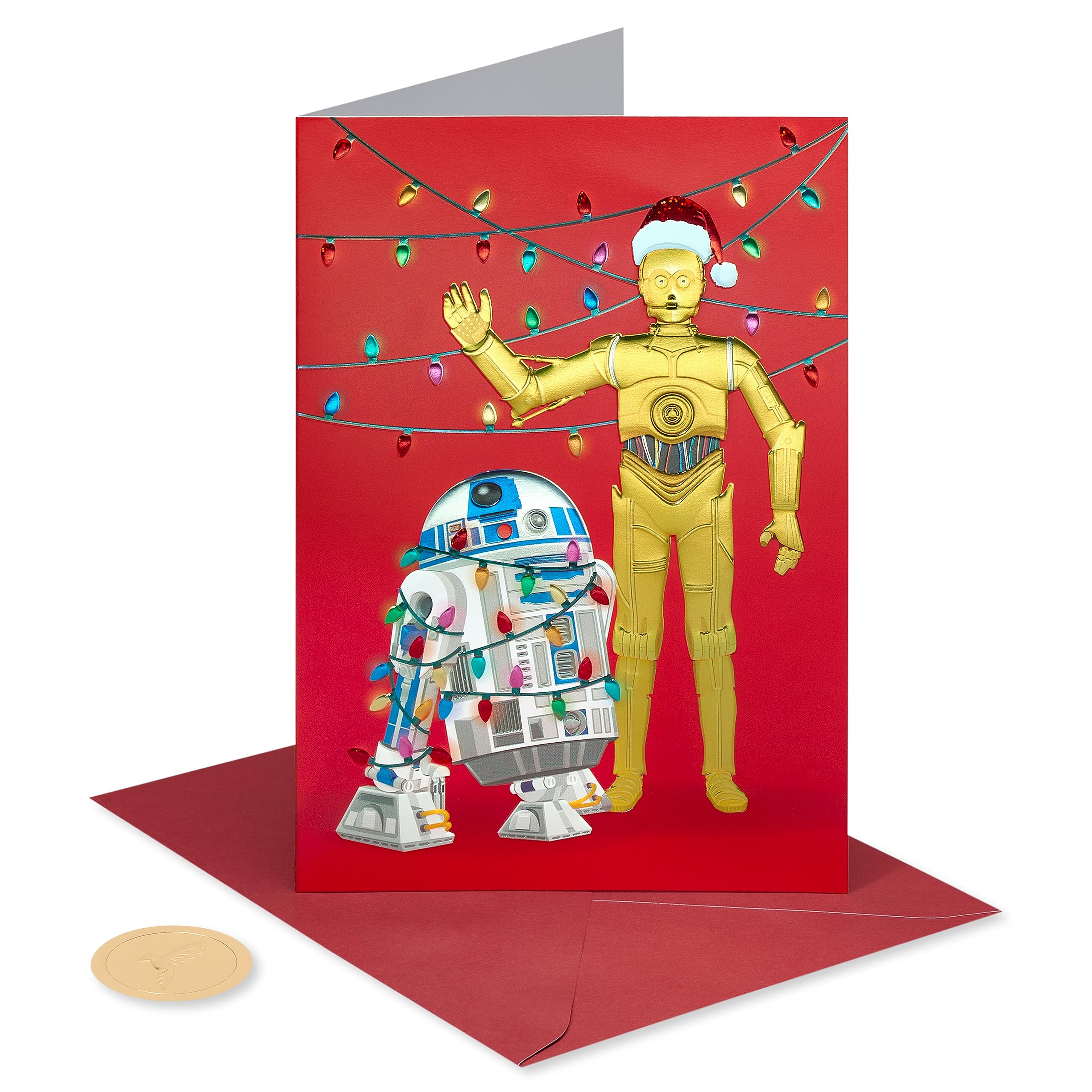 Papyrus Star Wars Christmas Cards Boxed with Envelopes, Droids to the World, R2D2 and C3PO (12-Count)