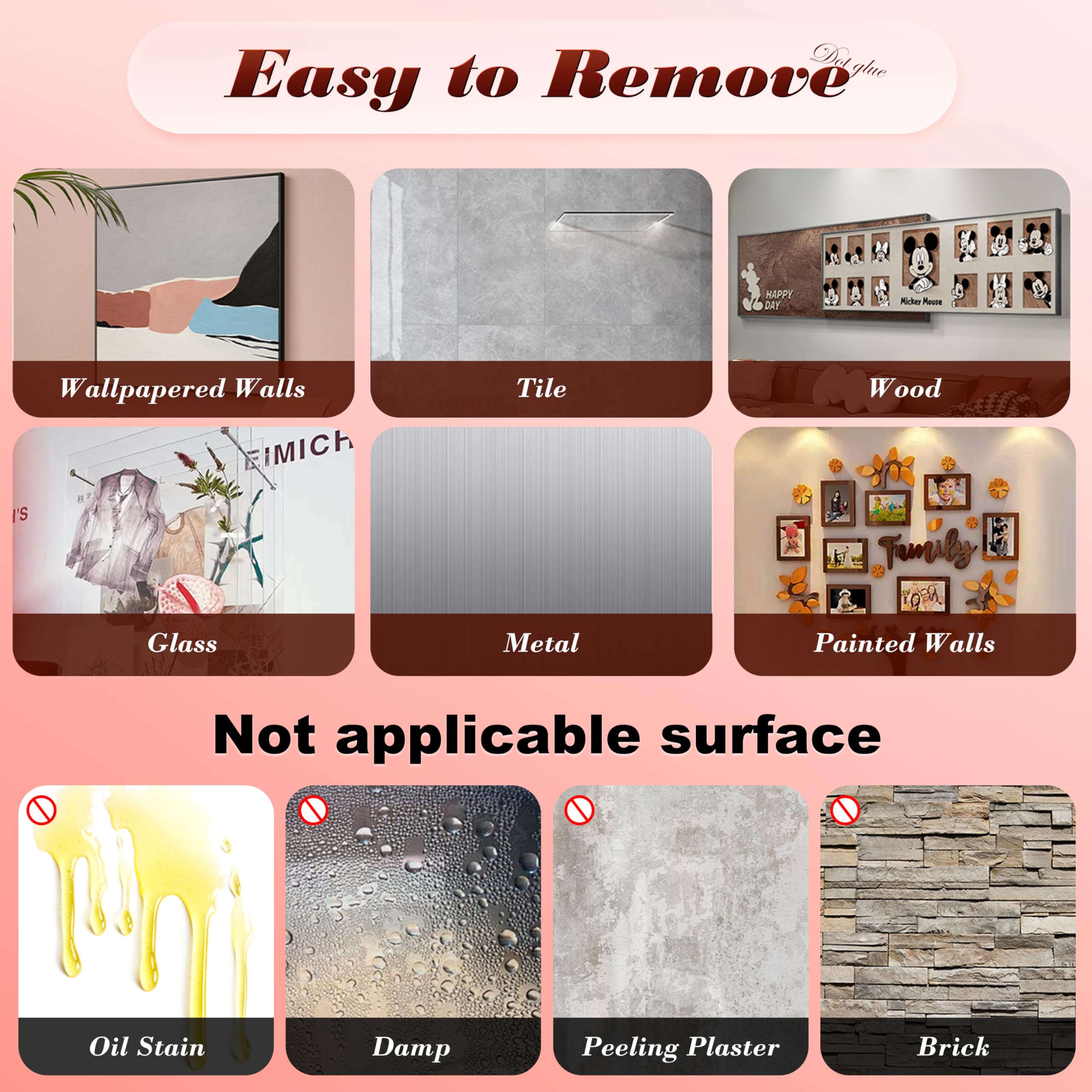 PHIXBEAR 0.8in Clear Poster Putty with Pull Tabs, Removable No Damage Double Sided Adhesive Dots, Waterproof Heat Resistant Mounting Putty Sticky Tack (140)