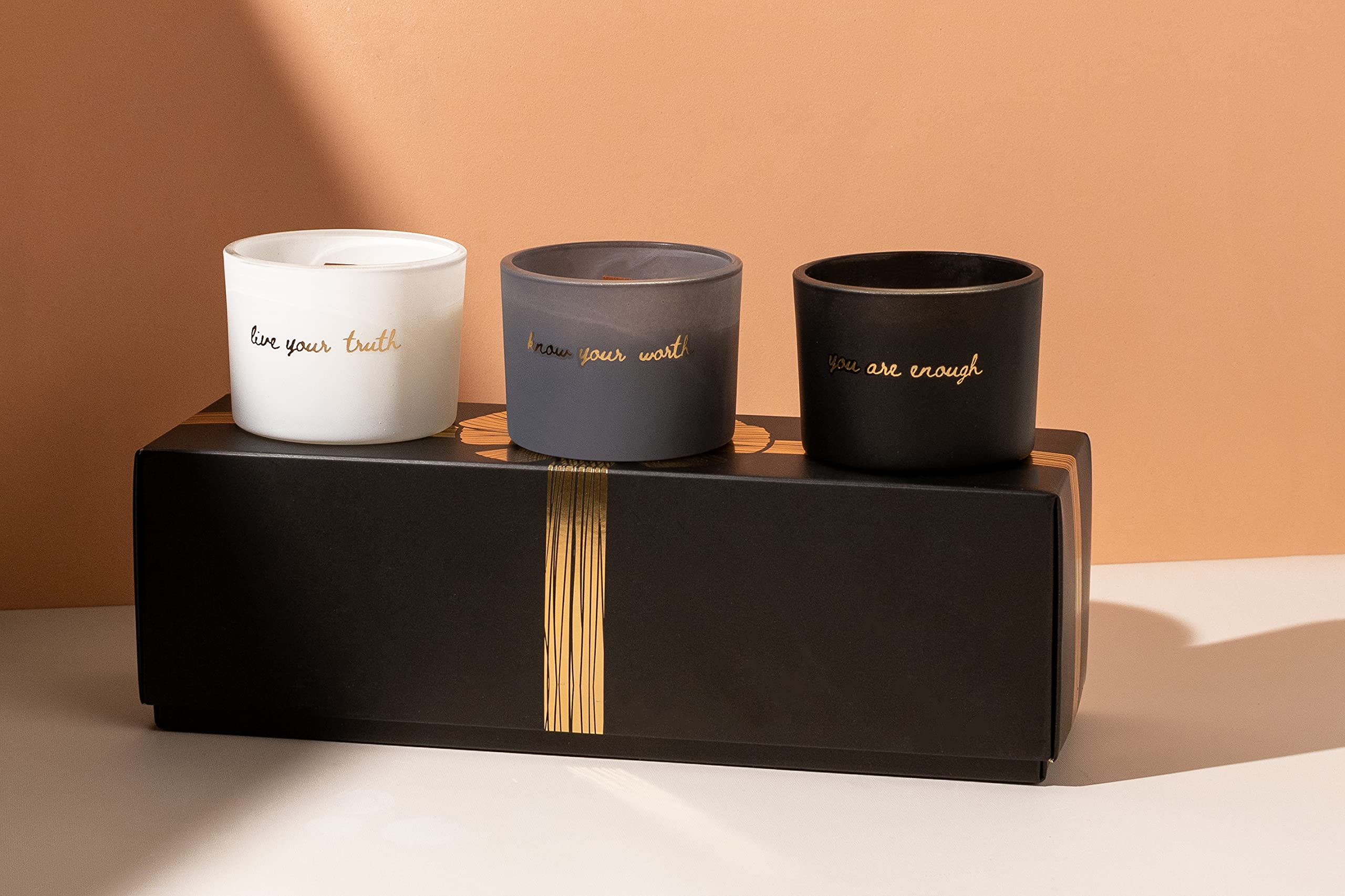 Janos Fernando Aromatherapy Candle Gift Set - Soy Scented Candles with Essential Oils -Motivational Words, Ideal for Relaxation