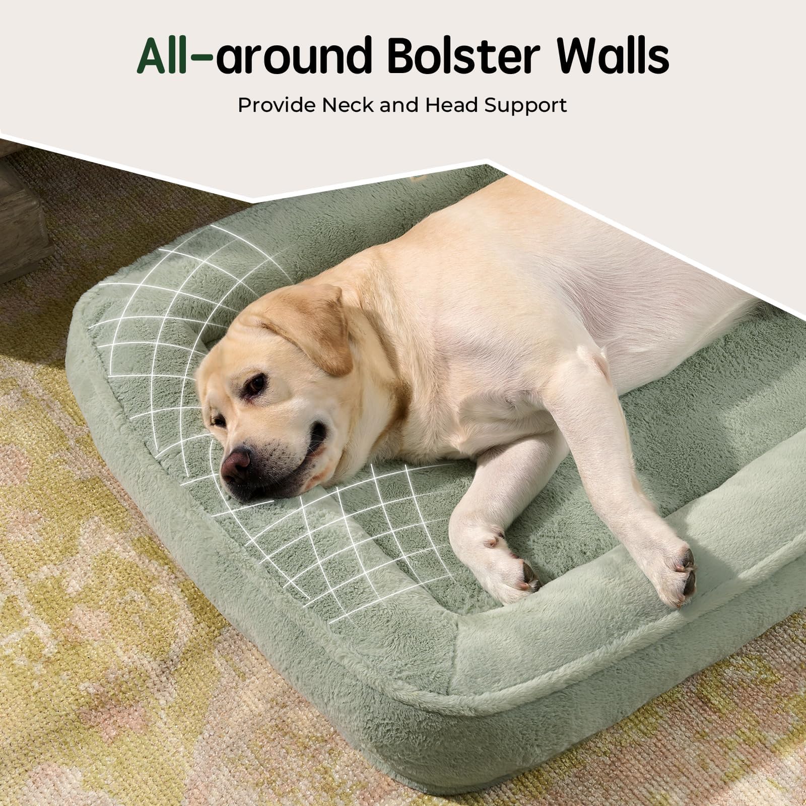 BALANCE Large Dog Bed, Orthopedic Dog Bed, Waterproof Dog Bed with Removable and Washable Cover, Bolster Dog Soft Sofa Bed with Nonskid Bottom, Dog Beds for Large Dogs