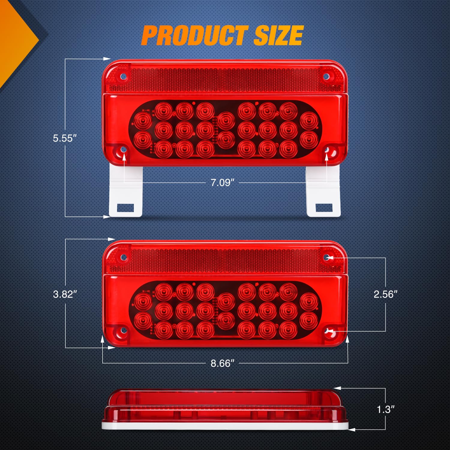 Nilight LED RV Tail Light 2PCS 54 LED White License Plate Light Red Running Stop Brake Turn Signals Light Surface Mount Waterproof Taillights for RV Camper Van Caravan