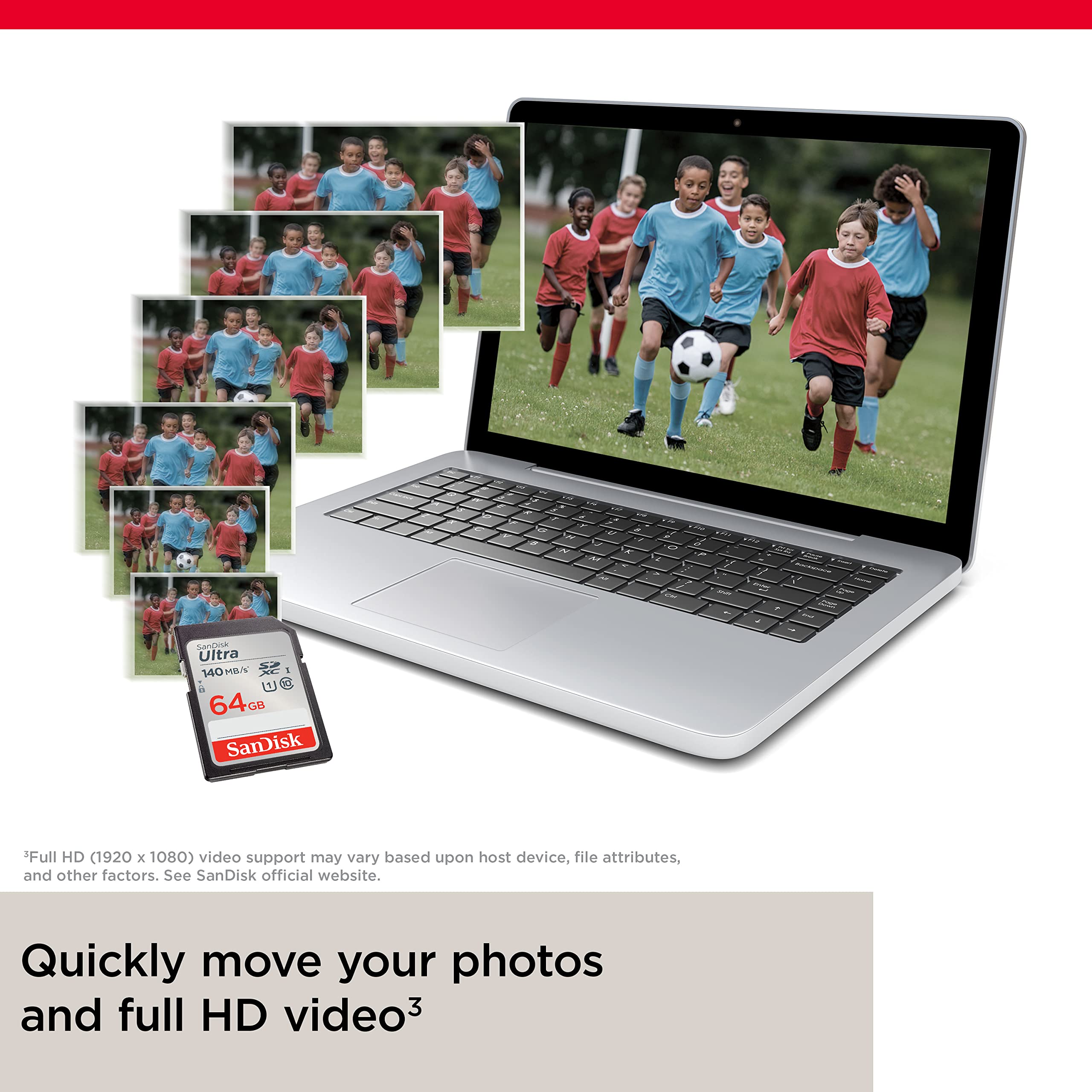 SANDISK 64GB Ultra SDXC UHS-I Memory Card - Up to 140MB/s, C10, U1, Full HD, SD Card - SDSDUNB-064G-GN6IN