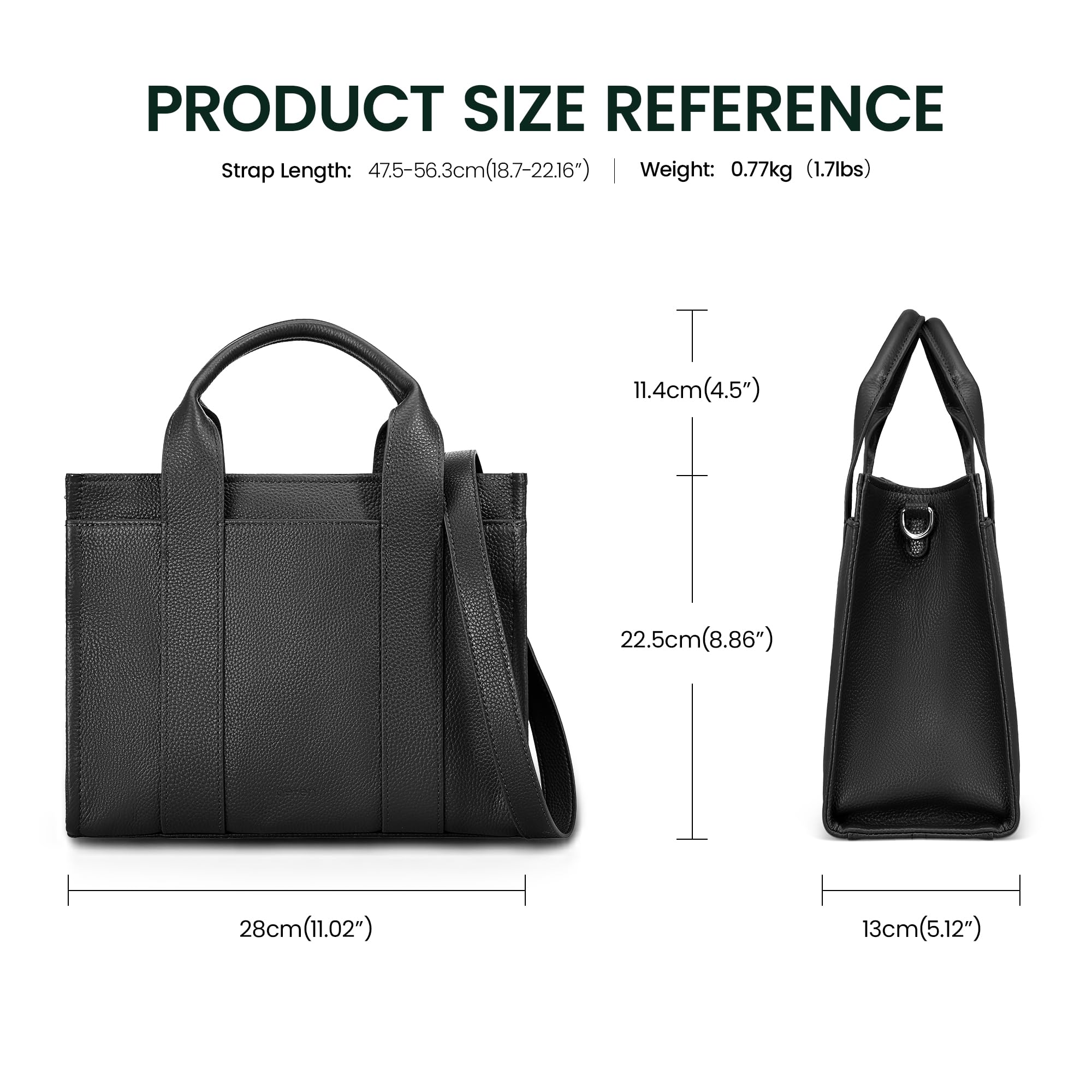 befen Genuine Leather The Small Tote Bag for Women Trendy, Designer Top Handle Satchel Crossbody Handbag with RFID Card Slots - Black