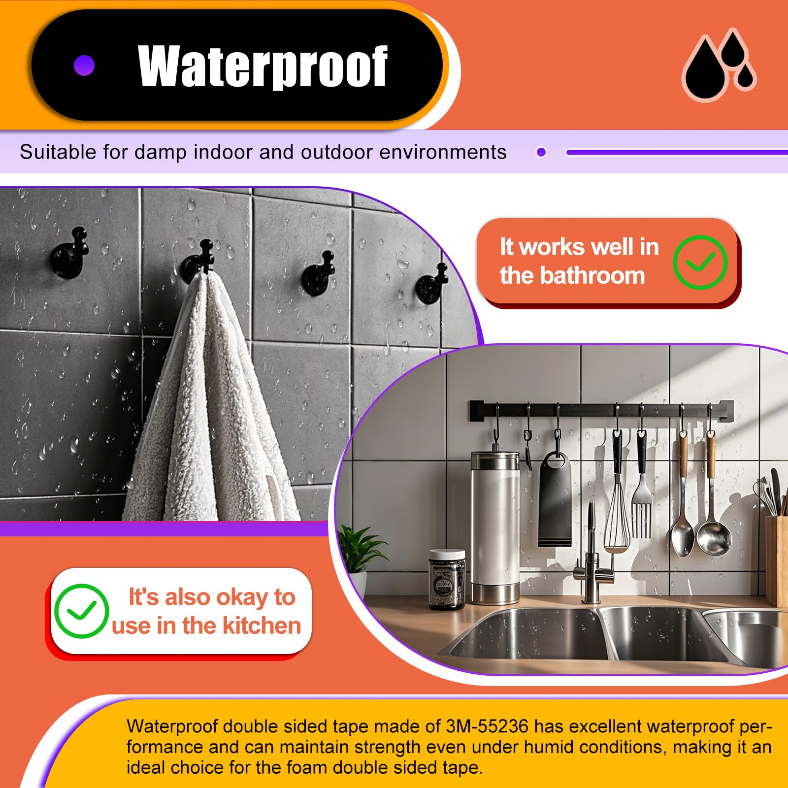 PHIXBEAR 60 Pcs Strong Double Sided Adhesive Pads, Made of 3M, Heavy Duty Square Sticky Mounting Foam Tape for Car Décor Wall, 0.12" Thick Black Sticky Pads 1.57x 1.97