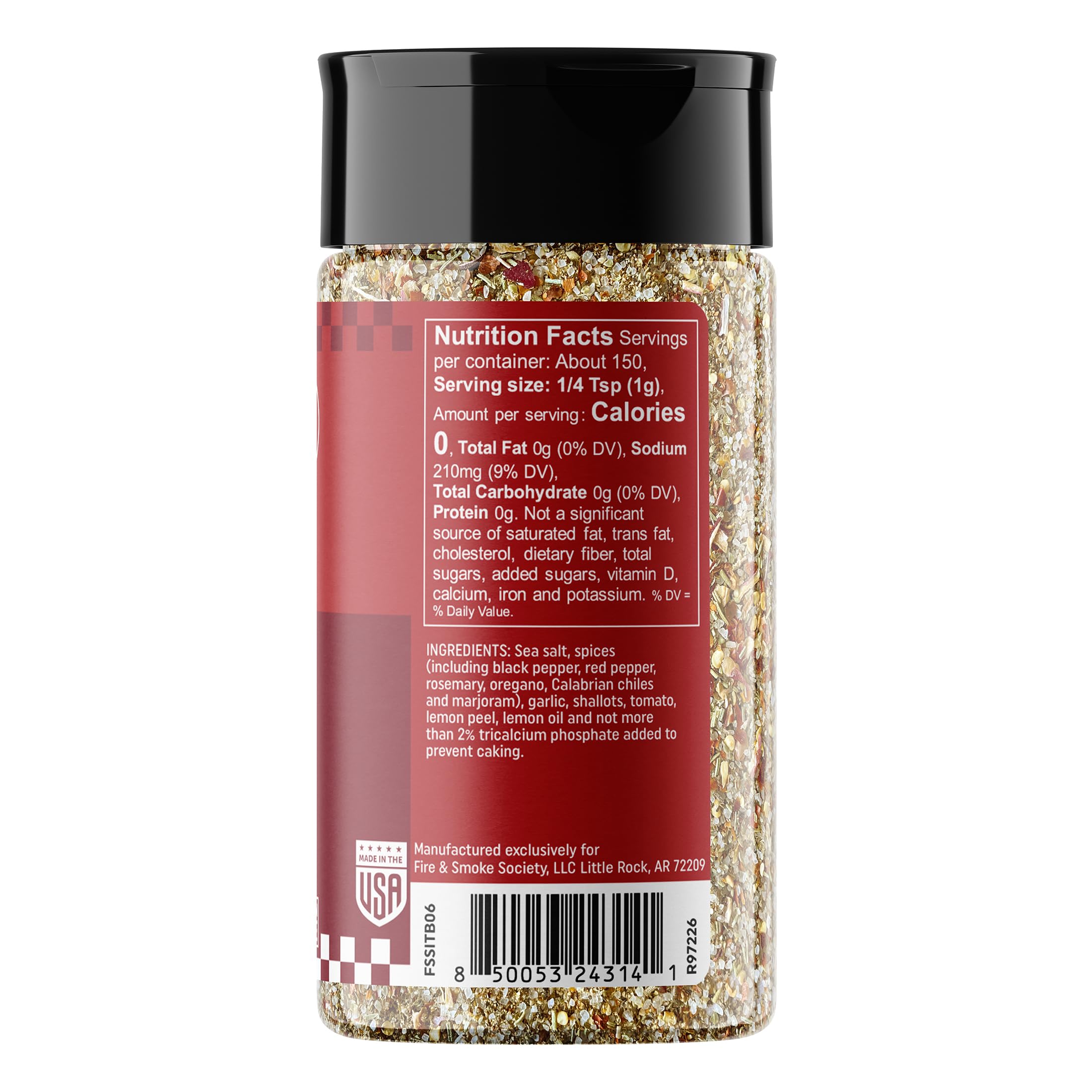 Fire & Smoke Society Spicy Italian Seasoning Blend | Pasta, Pizza, Italian Herb Seasoning | Oregano, Garlic, Calabrian Chiles | M, 5.3 oz