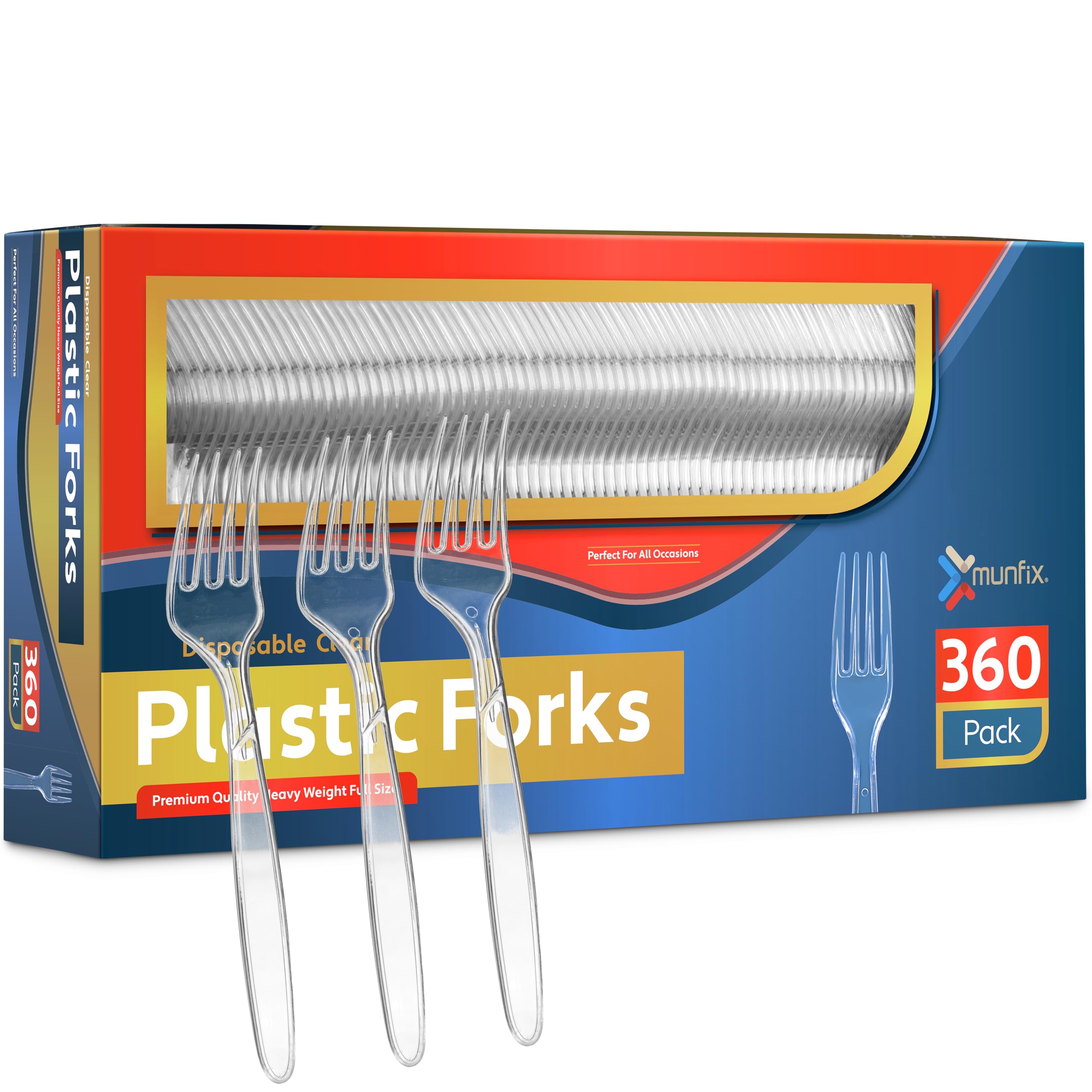 360 Count Clear Plastic Forks Heavy Duty, Premium Disposable Forks, Heat Resistant and BPA Free Plastic Silverware Utensils, Durable Plastic Cutlery Set for Parties, Picnics, Events