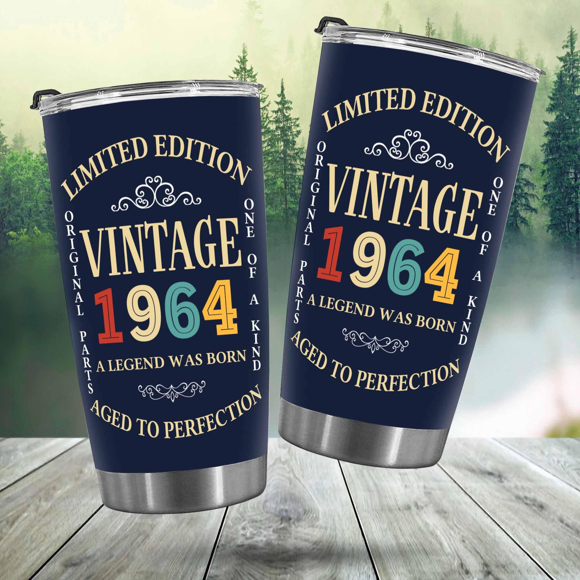 DEKIDOKA 61 Year Old Birthday Gifts for Mom Dad - Vintage Tumbler For Men And Women