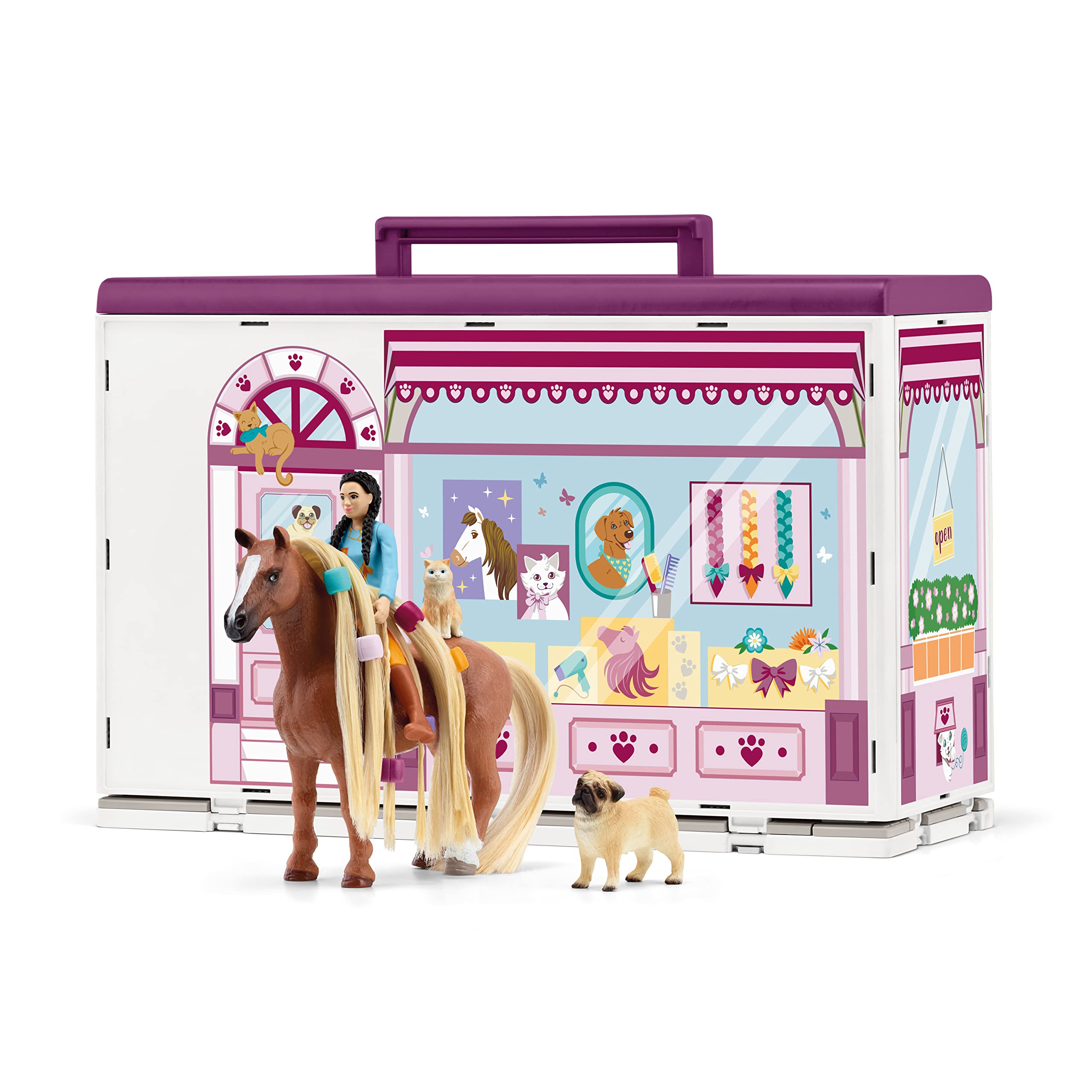 Schleich Horse Club Sofia's Beauties Pet Salon 66-Piece Playset - Includes Horse Figurine, Caretaker, Puppy Friends, and Animal Salon Plus Accessories for Boys and Girls, Gift for Kids Age 4+