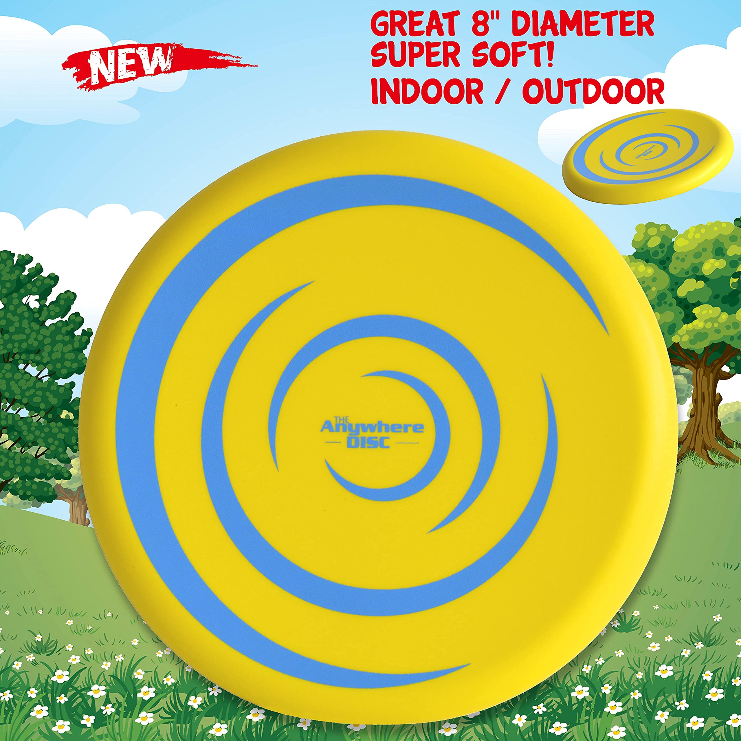 Anywhere Disc - Kids Foam Flying Disc - Super Soft for Indoor and Outdoor Use - Eight Inch Yellow