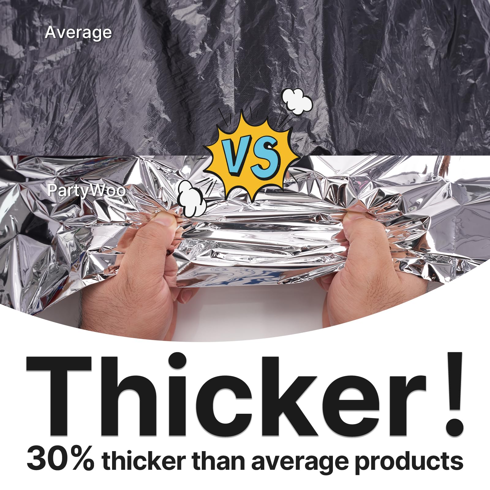 PartyWoo 3 pcs Silver Foil Table Cover, 54 x 108 Inch Rectangle Waterproof Tablecloth for 6 to 8 Foot Tables, Disposable Plastic Party Tablecloth for Graduation Wedding Birthday Party Decorations