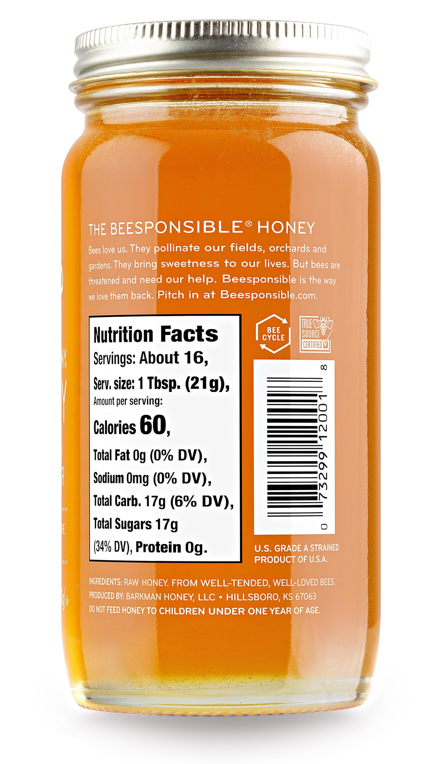 Bee Harmony American Raw Wildflower Honey, 12 OZ (Pack of 2 Jars)