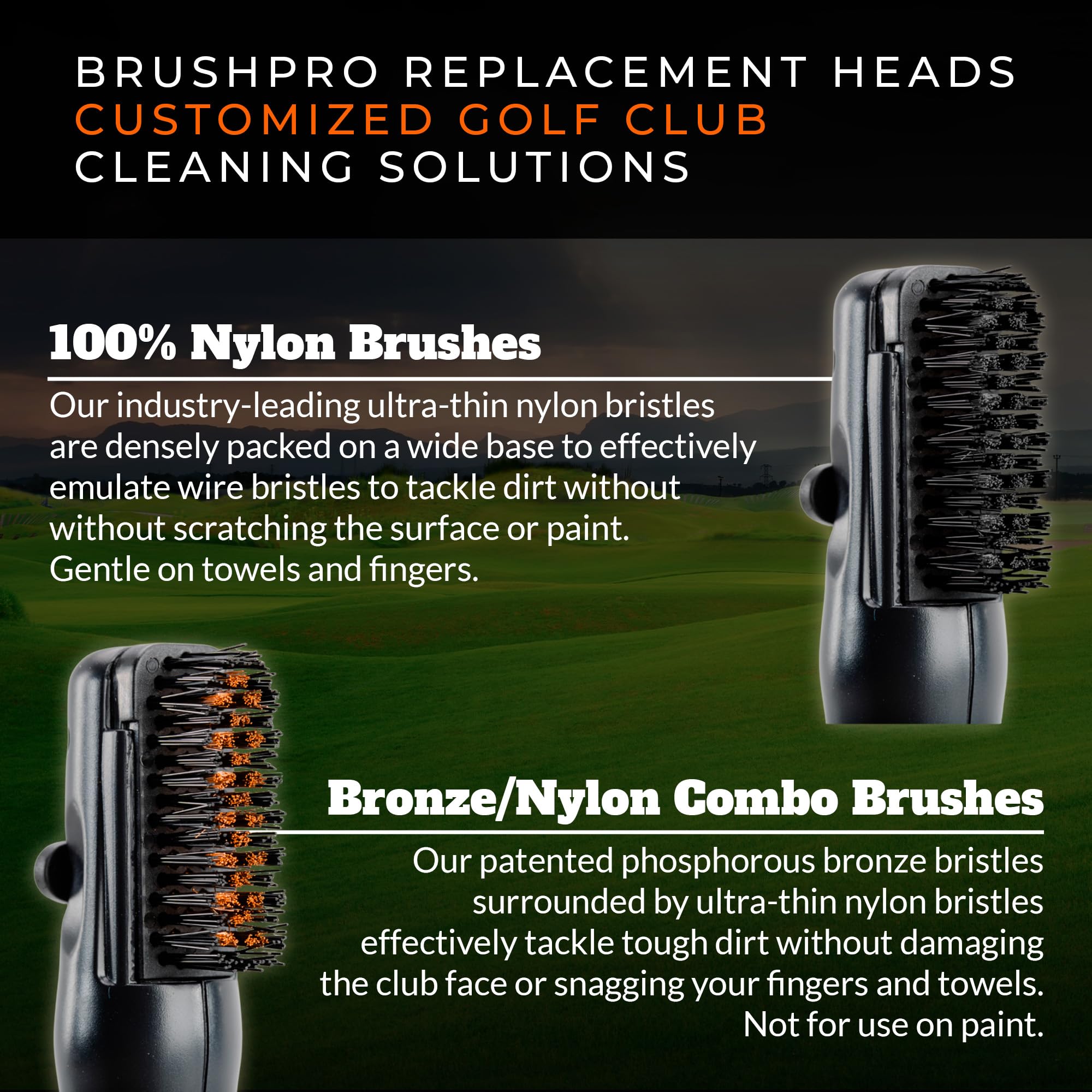 Frogger Golf Brush Head and Groove Cleaner Replacement for BrushPro (100% Nylon Brush)