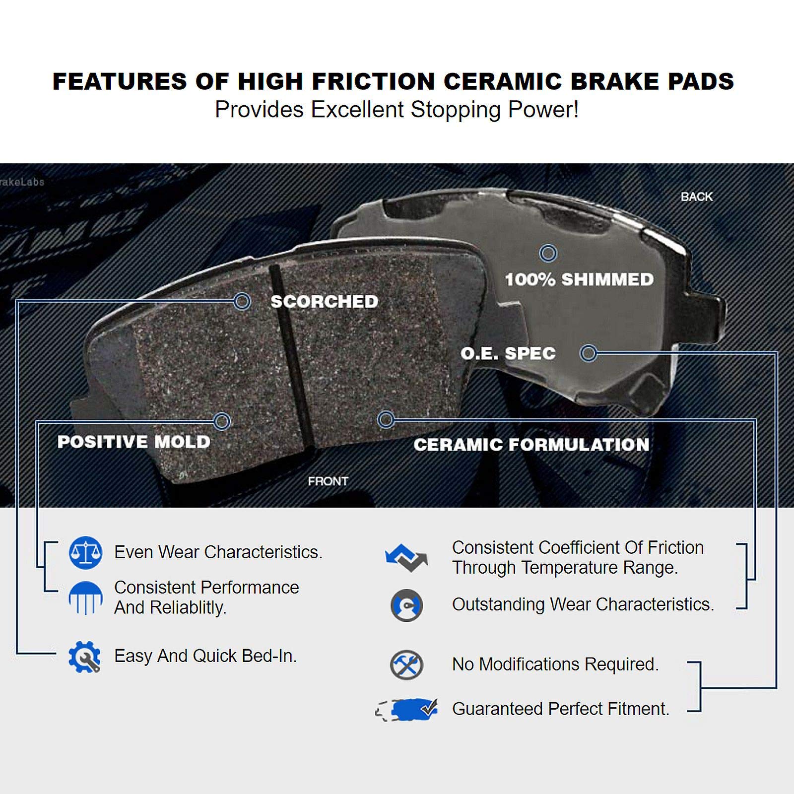 Power Sport Front Rear Brakes and Rotors Kit |Front Rear Brake Pads| Brake Rotors and Pads| Ceramic Brake Pads and Rotors |fits 2011-2017 BMW X3, 2015-2018 BMW X4