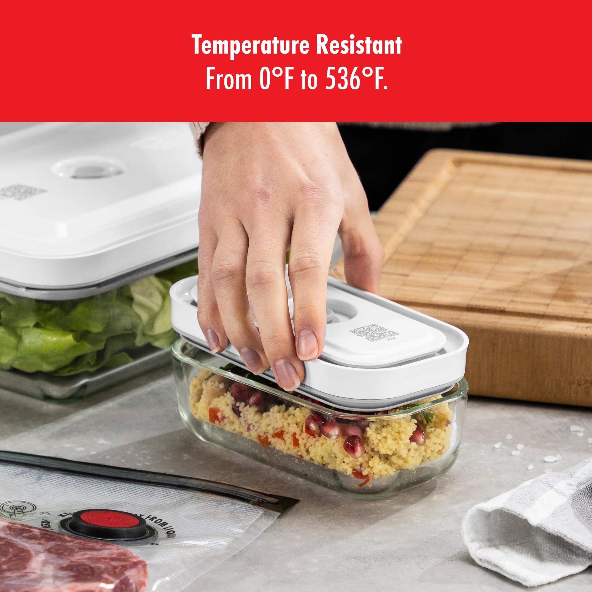 ZWILLING Fresh & Save 4-pc Small Glass Vacuum Sealer Food Storage Containers with Airtight Lids