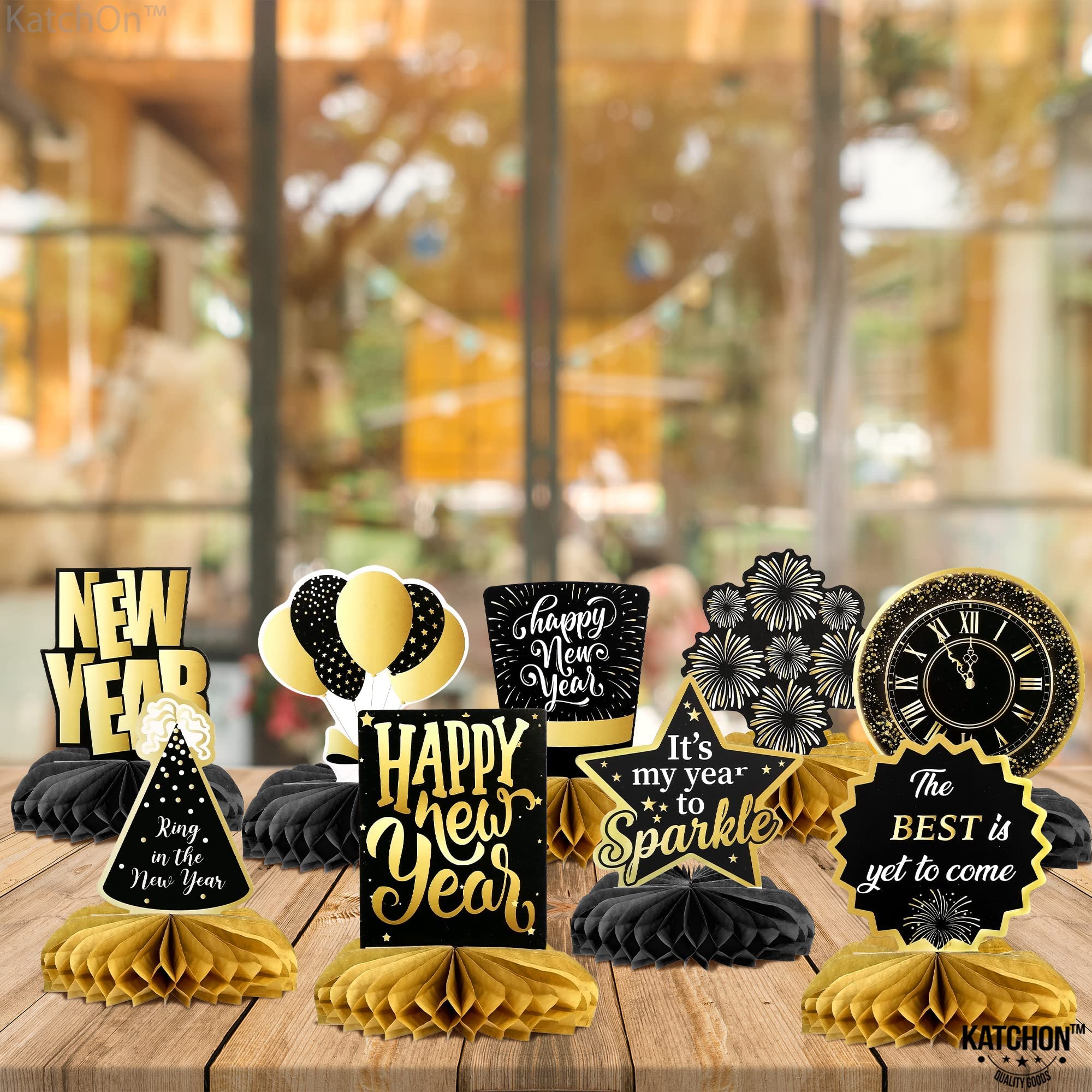 KatchOn, Huge New Years Centerpieces for Tables - Pack of 9 | New Years Table Decorations 2025, Happy New Years Decorations 2025 | New Years Eve Centerpieces for New Years Eve Party Supplies 2025