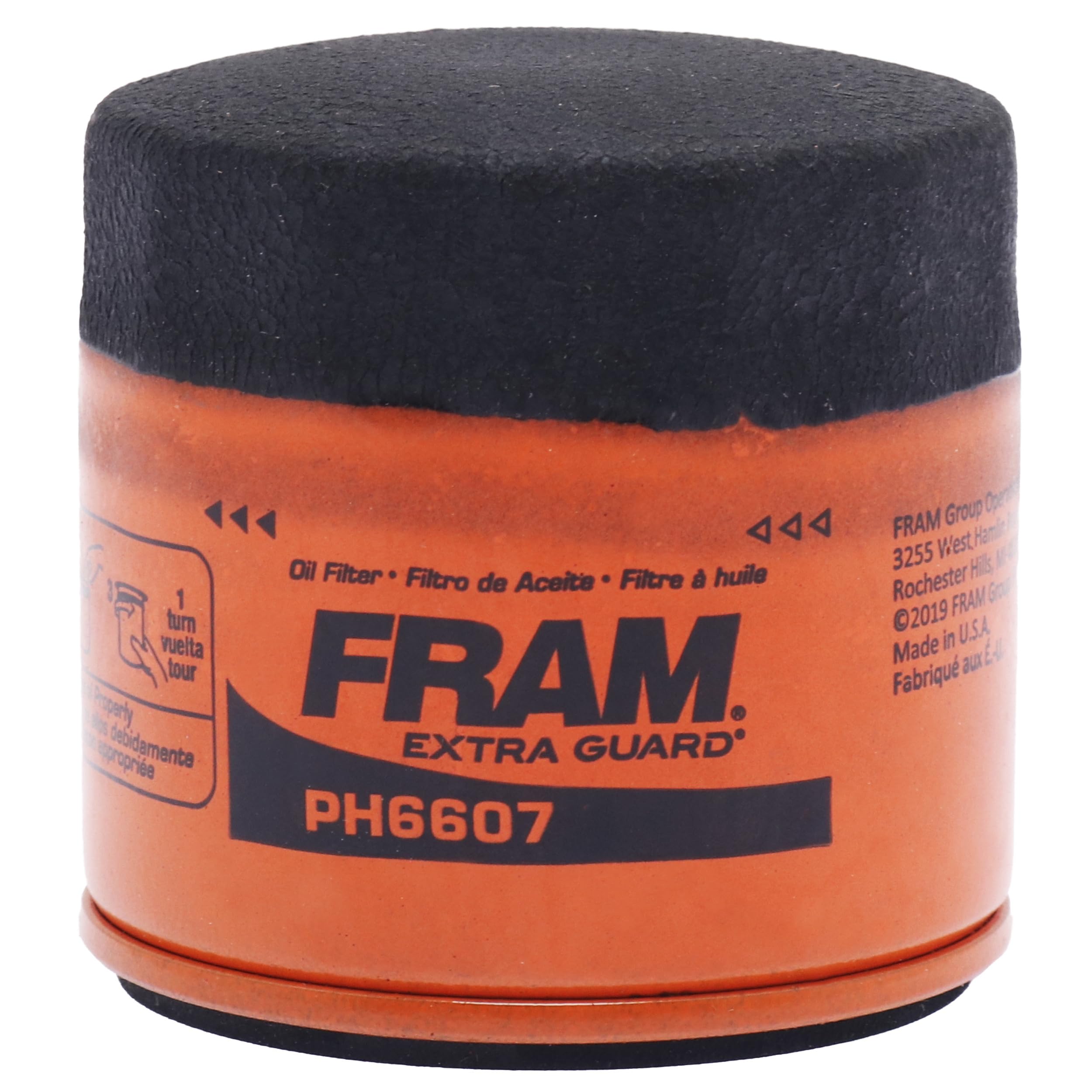 FRAM Extra Guard PH6607, 10K Mile Change Interval Spin-On Oil Filter, black