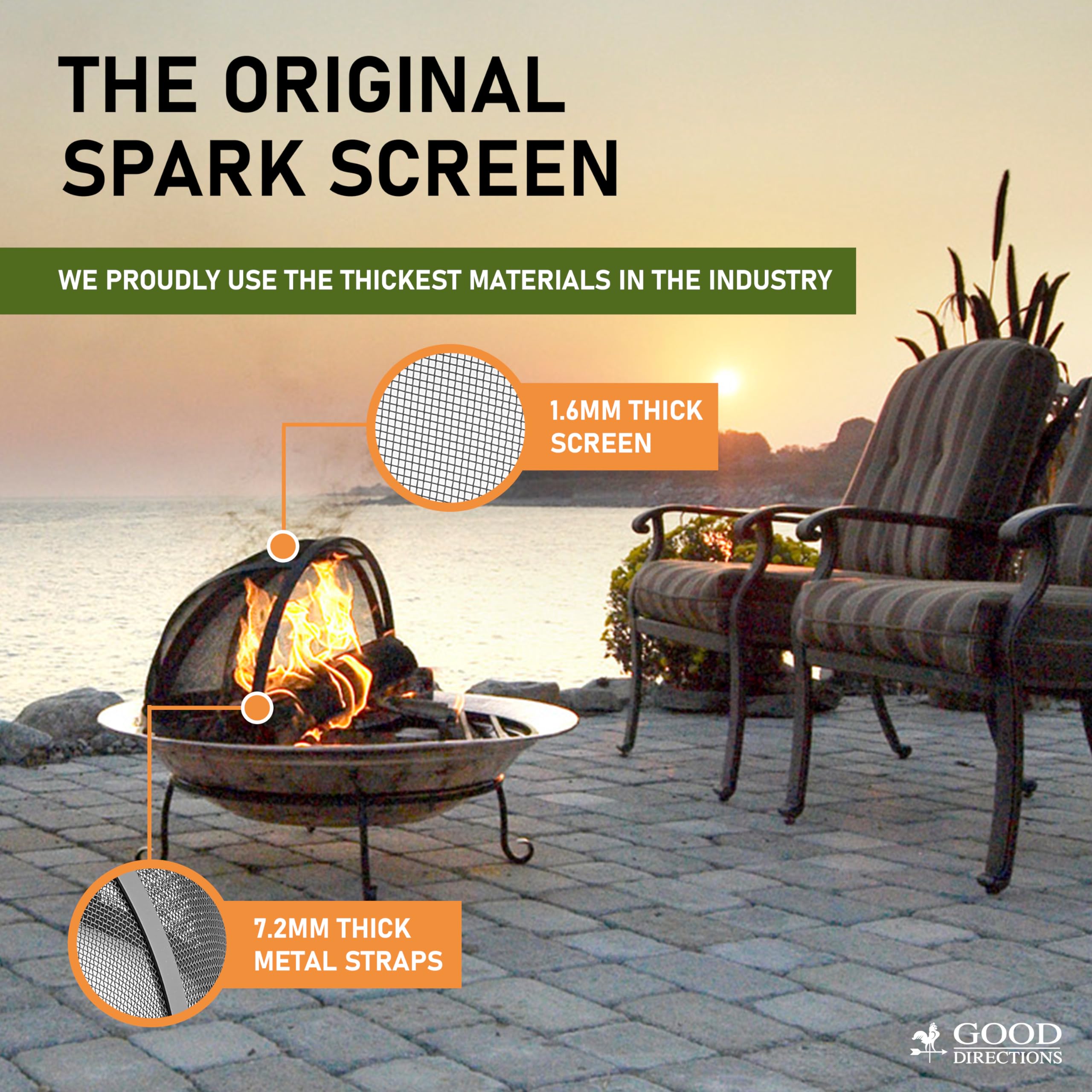 Good Directions 774 Heavy Duty Pit Spark Fire Screen Hinged for Easy Access, 24 Inch