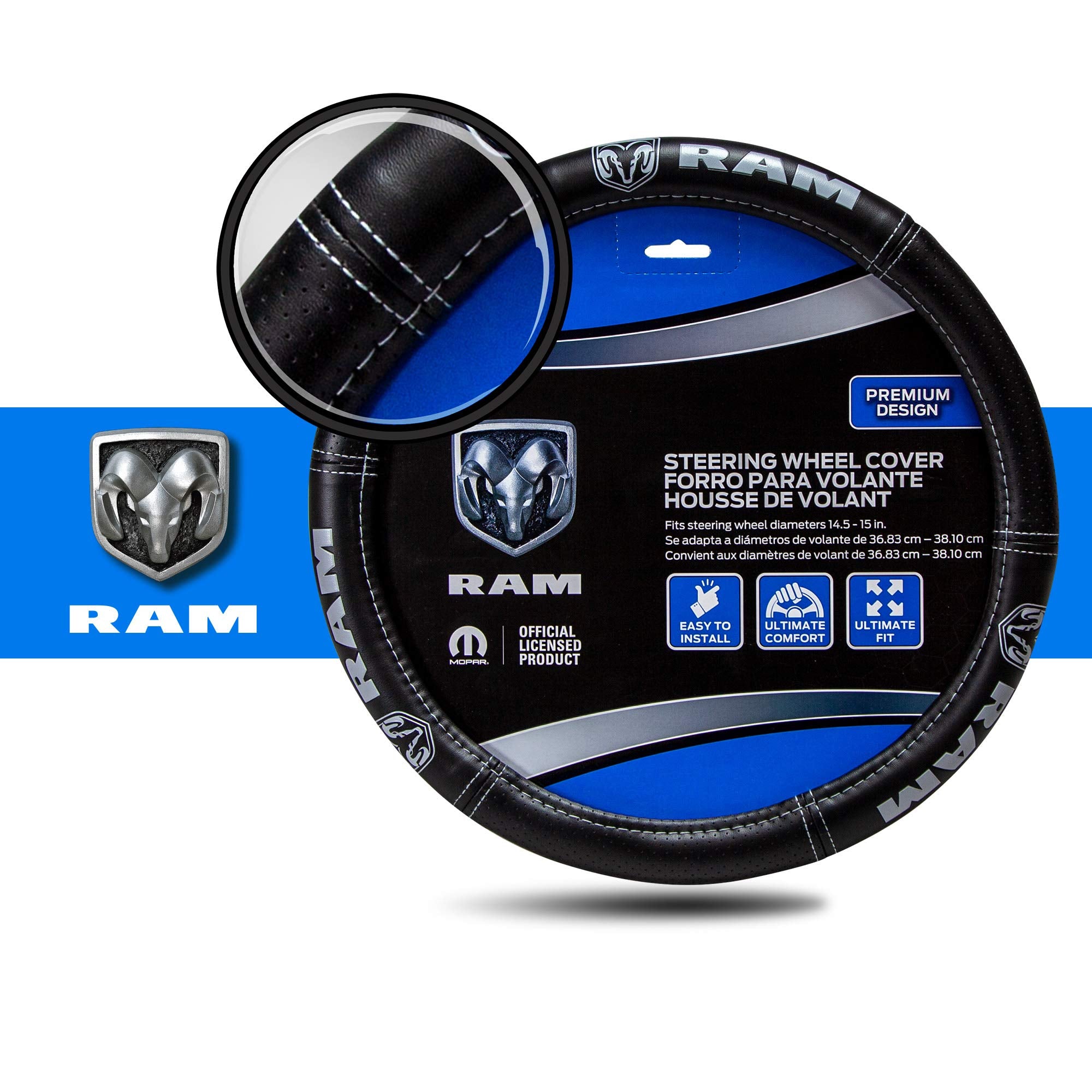 Plasticolor 006697R25 Ram Deluxe Elite Steering Wheel Cover - Gray Logo