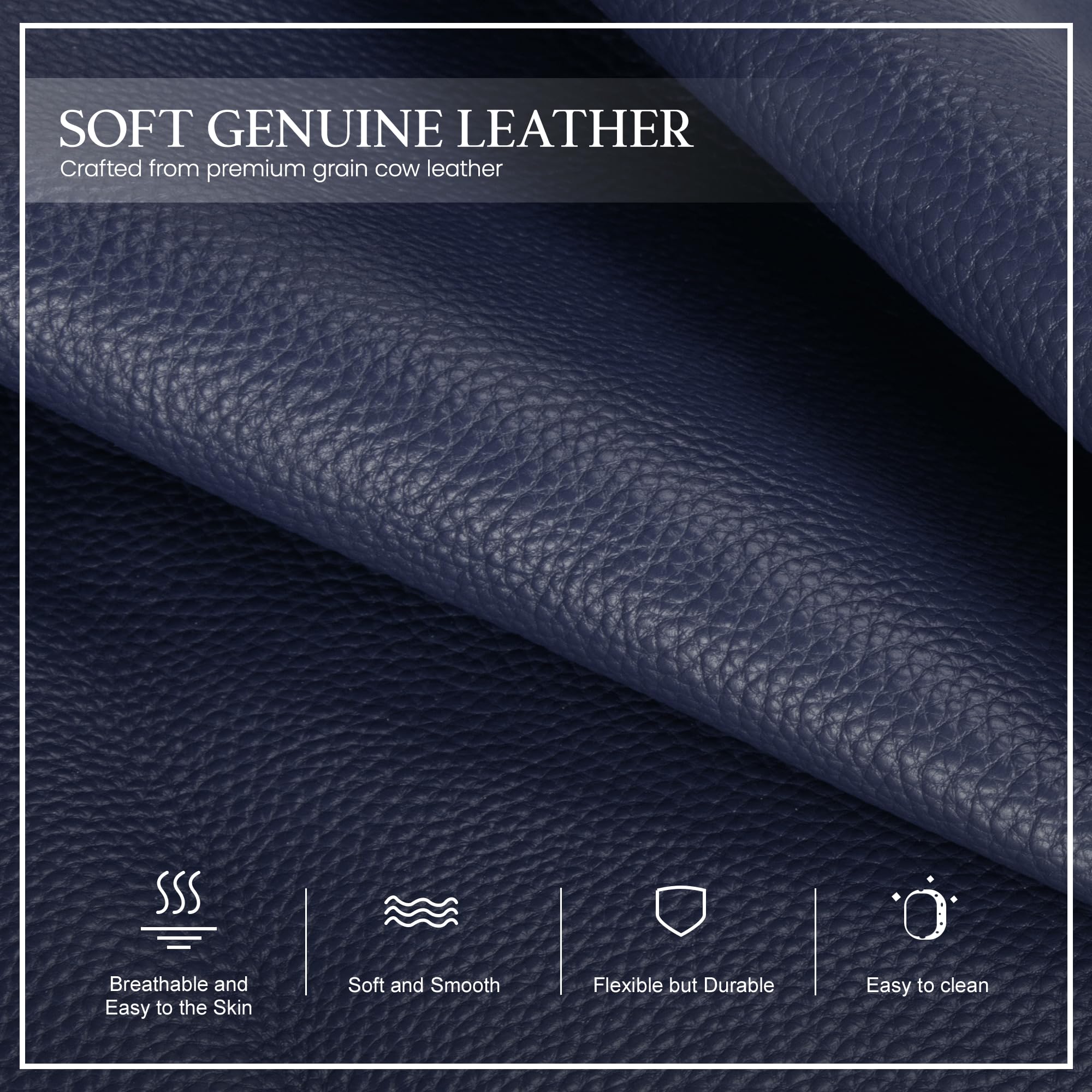 befen Genuine Leather Small Crossbody Bags for Women, Ladies Leather Purses Shoulder Bag Handbags with RFID Card Slots for Daily & Travel Navy Blue