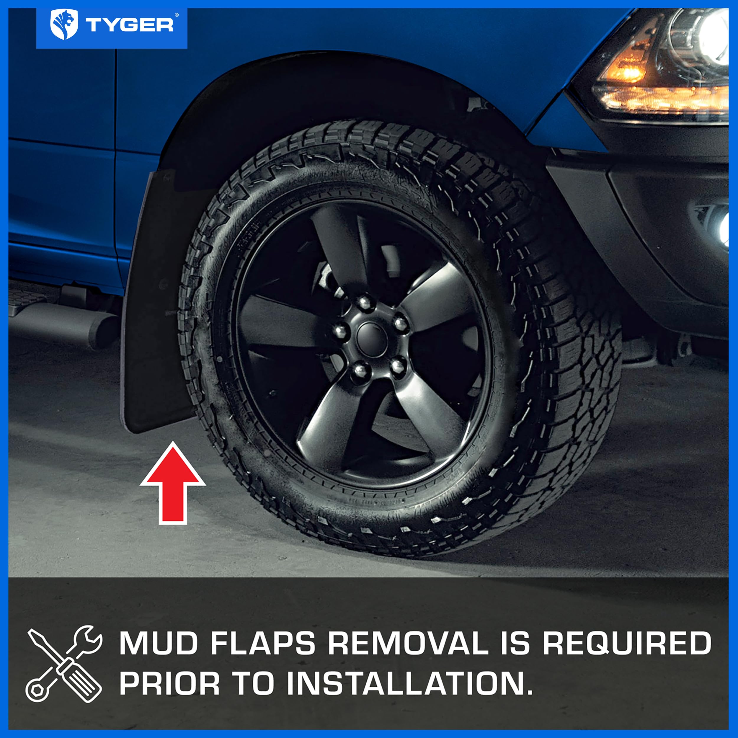 Tyger Auto Fender Flares Compatible with 2002-2008 Dodge Ram 1500; 2003-2009 2500 3500 (Not Fit 06-09 8ft Bed Models), Fine-Textured Paintable Bolt-Riveted Style 4pc | TG-FF8D4078