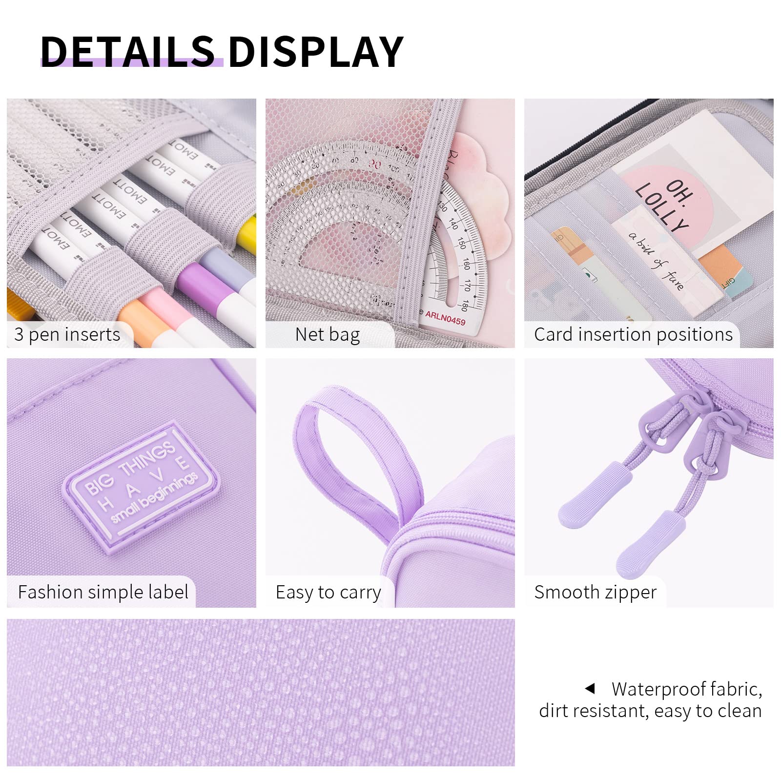 CICIMELON Durable Pen Pencil Case Big Storage Pen Pouch Bag for School Supplies Office College Teen Girls Adults, Purple