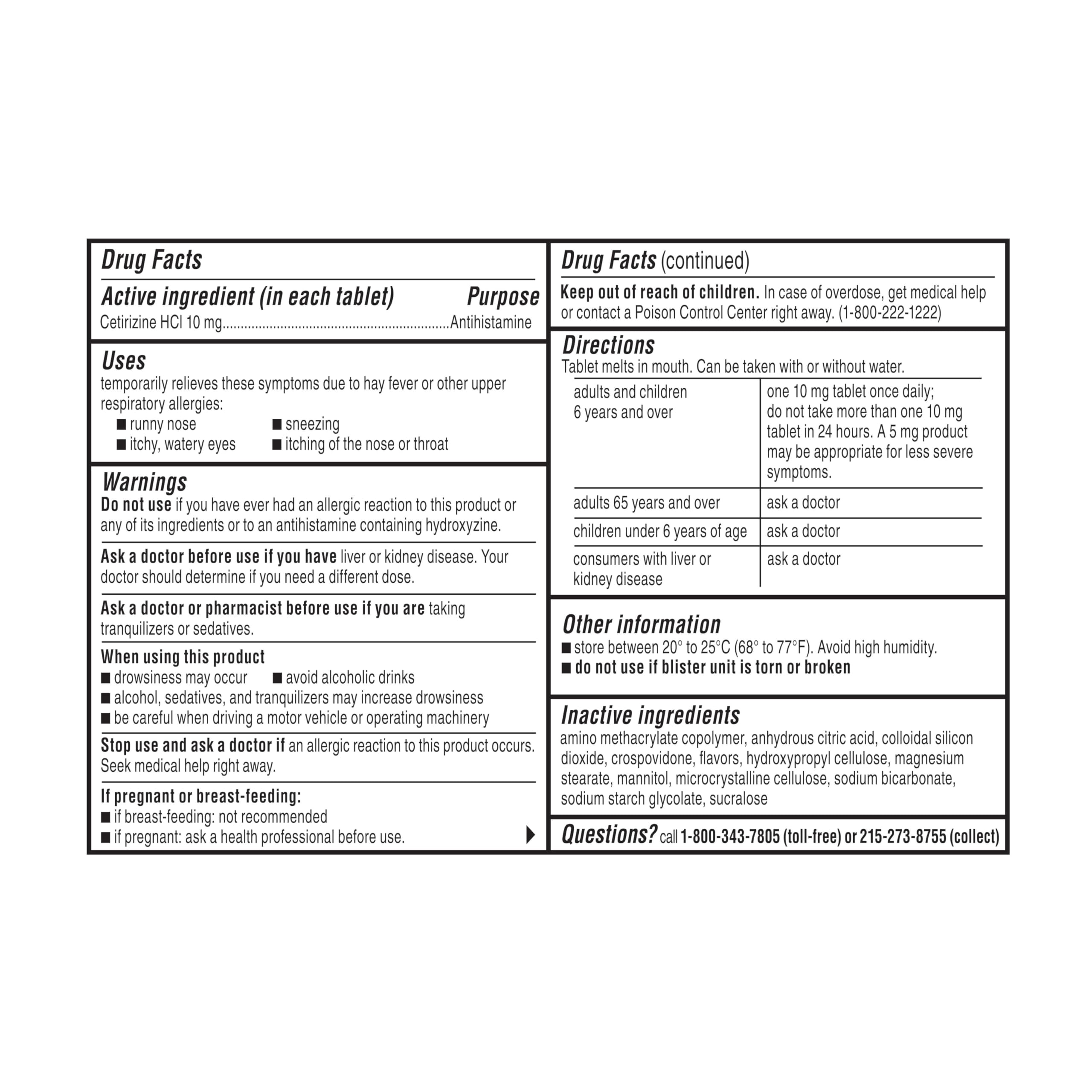 Zyrtec 24 Hour Allergy Relief Dissolving Tablets with 10 mg Cetirizine HCl Antihistamine, Allergy Medicine for Relief from Allergies Caused by Ragweed & Tree Pollen, Citrus Flavor, 24 ct