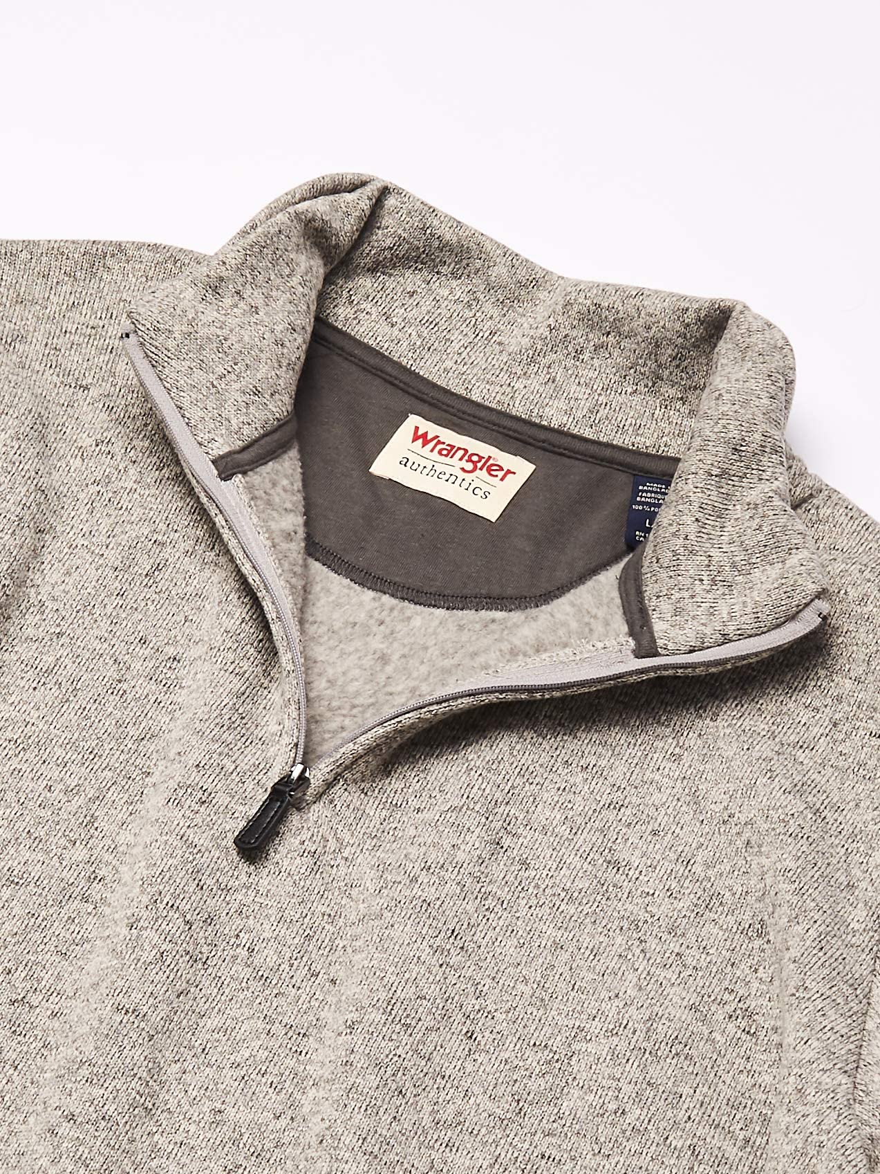 Wrangler Authentics Men's Long Sleeve Fleece Quarter-Zip, Light Heather Gray, Medium