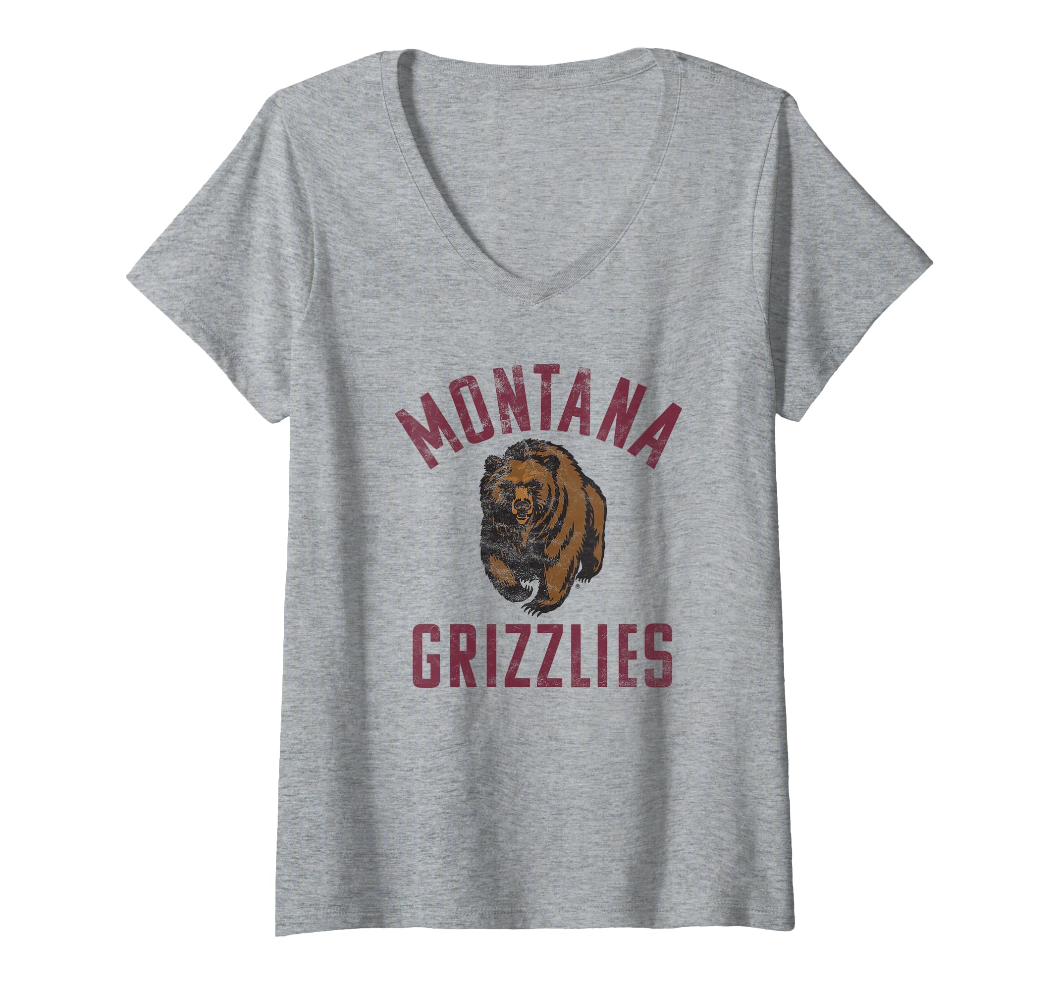 Womens University of Montana Grizzlies Large V-Neck T-Shirt