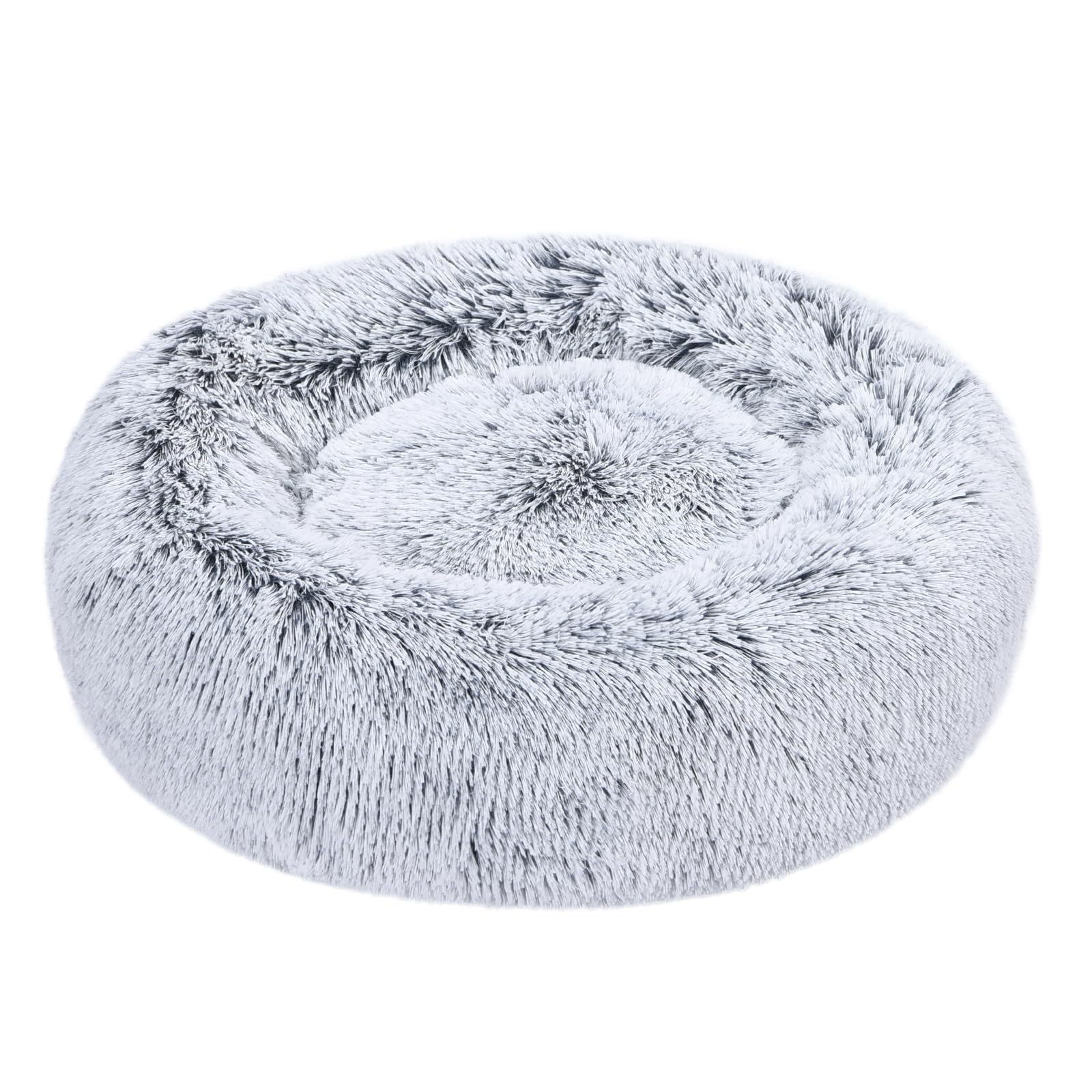 Amazon Basics Donut Pet Bolster Faux Fur Bed for Dog, Grey, 23" x 23"