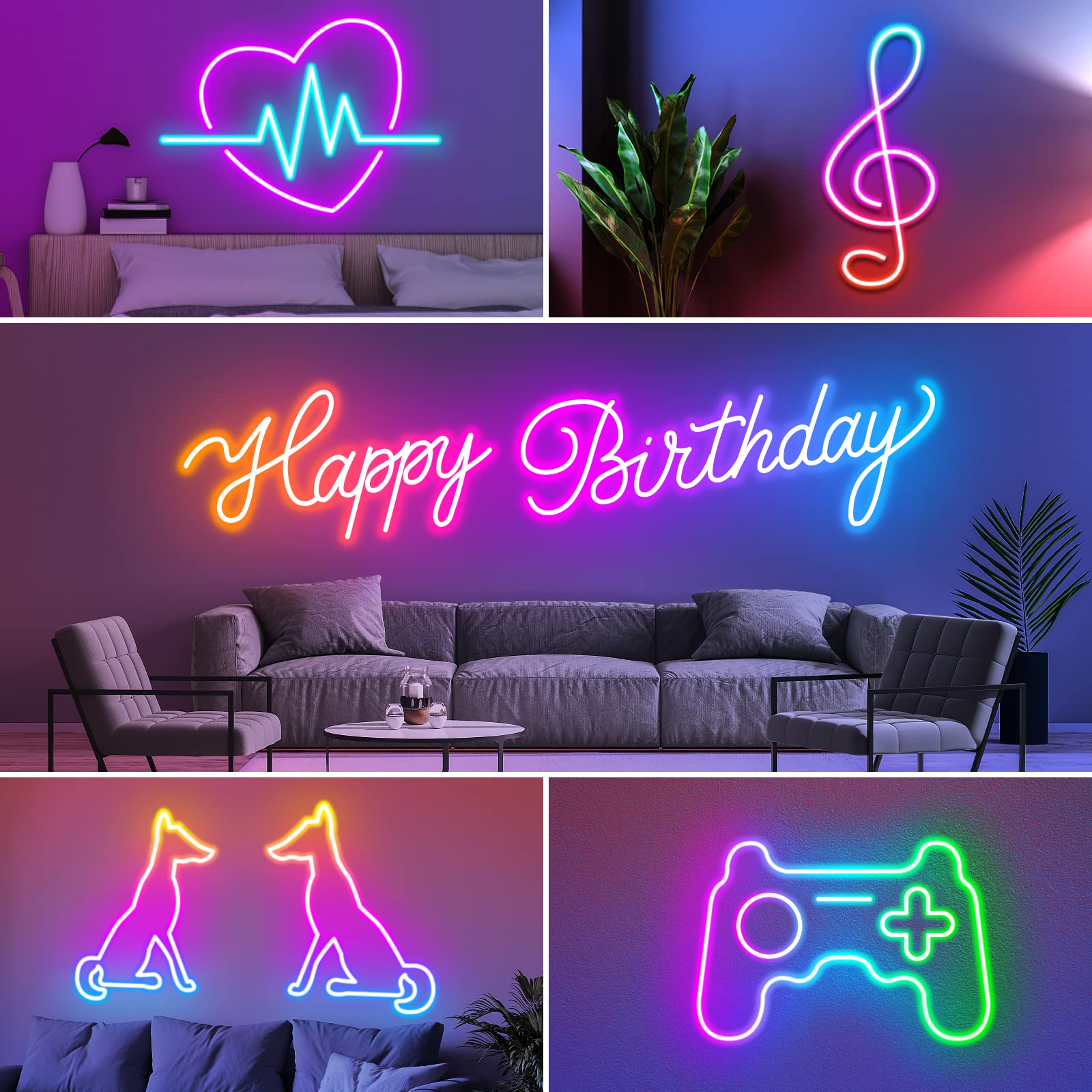 SINLEY Led Neon Rope Lights 60FT,Control with App/Remote,Flexible Led Rope Lights,Multiple Modes,IP68 Outdoor RGB Neon Lights Waterproof,Music Sync Gaming Led Neon Strip Lights for Bedroom Indoor