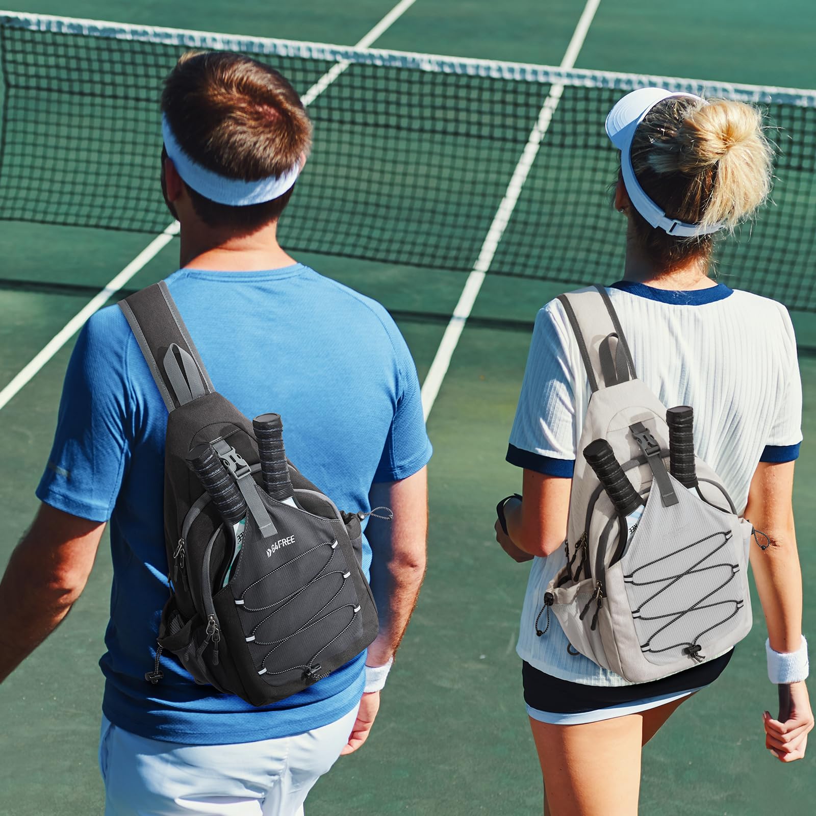 G4Free Sling Bag, Crossbody Pickleball Bag for Men Women, Lightweight Crossbody Chest Backpack for Sports, Travel, Ivory