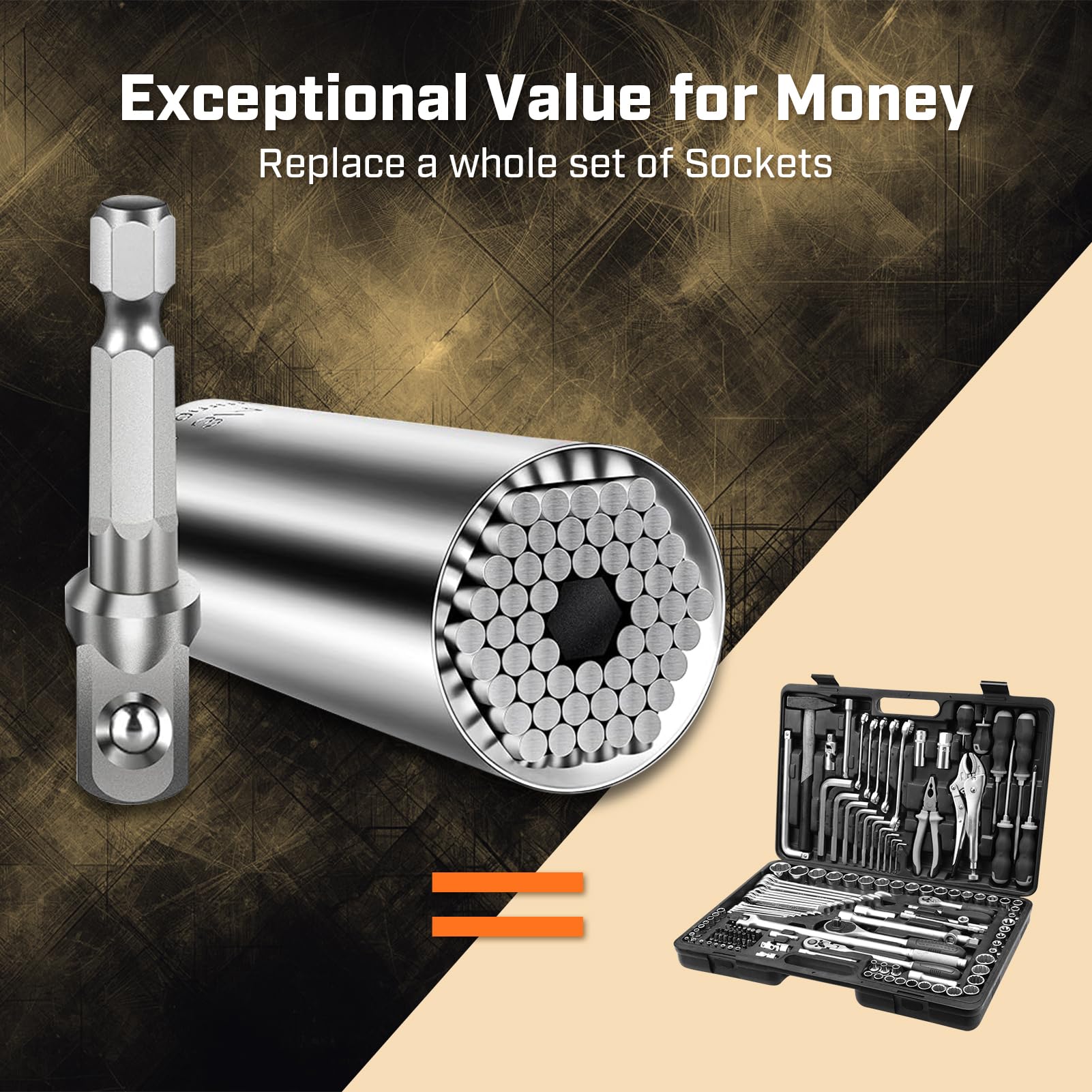 ironcube Super Universal Socket Tools, Socket Set with Power Drill Adapter(7-19 MM) Suitable for Wing Nuts, Cap Screws, Hooks, or Flanges.