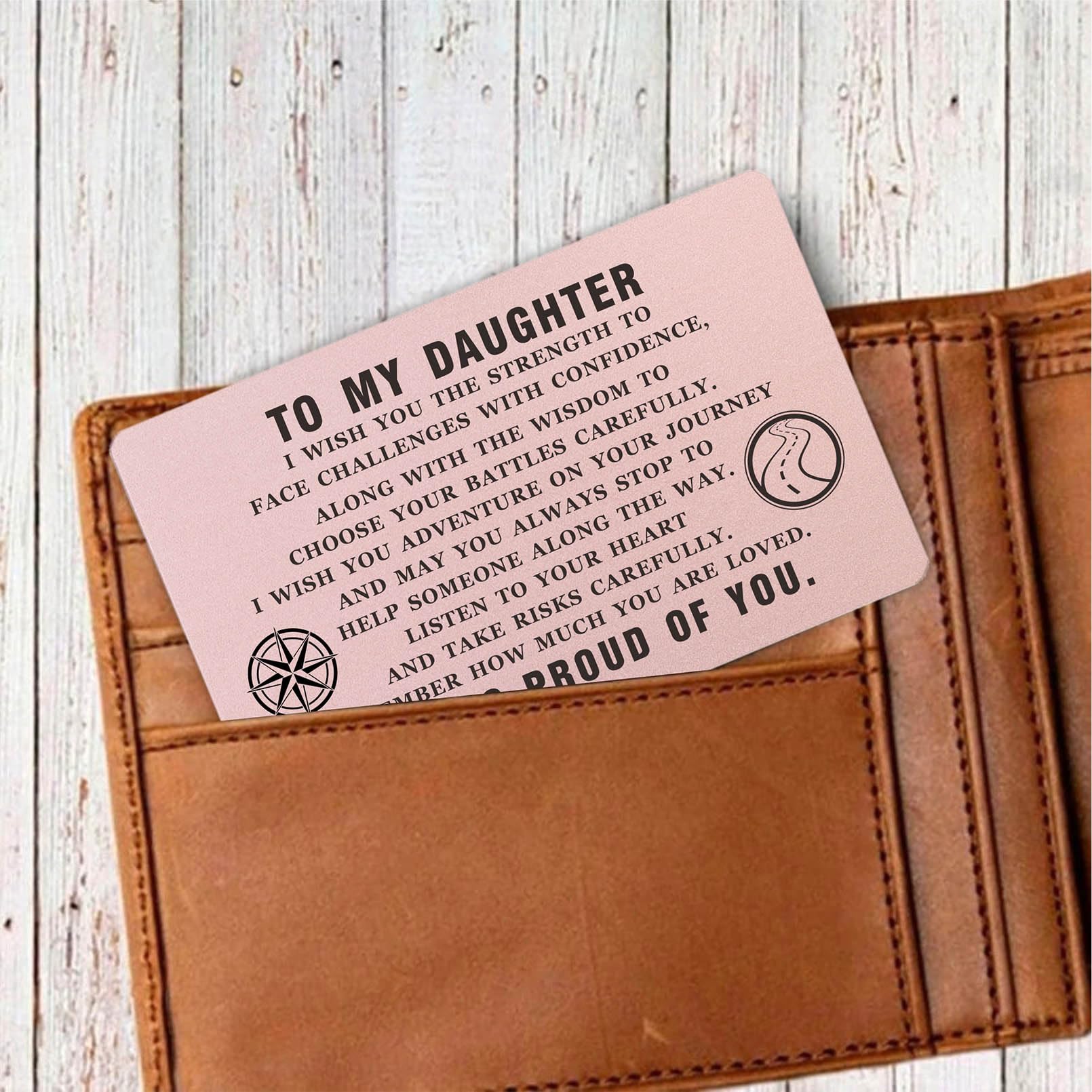 ABNTY Daughter Graduation Gifts, Inspirational Gift for Daughter from Parents, Mom to Daughter Wallet Card