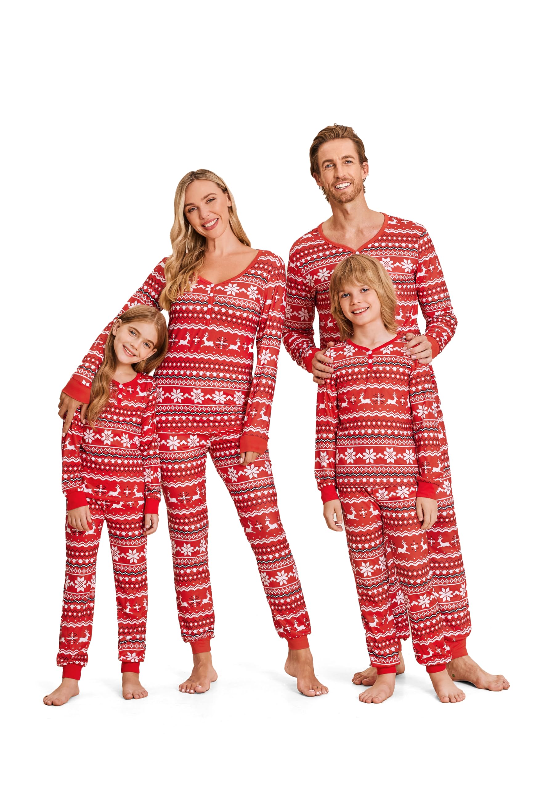 Ekouaer Christmas Pajamas for Family Matching Pj Sets Womens Mens Kids Pjs Long Sleeve Sleepwear Lounge Sets Outfits