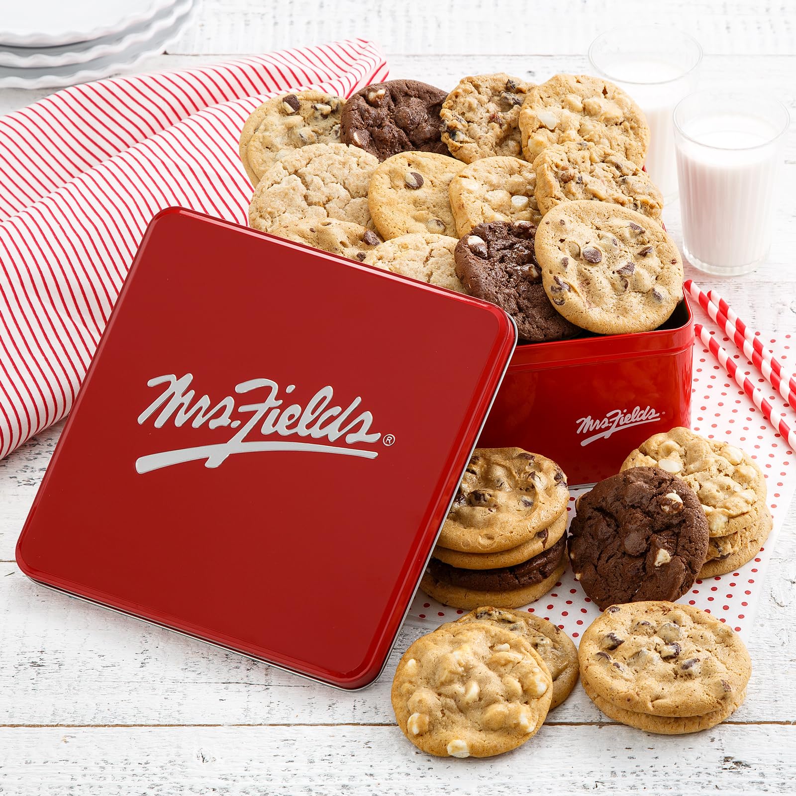 Mrs. Fields - 2 Dozen Signature Cookie Tin, Assorted with 24 Original Cookies in our 5 Signature Cookie Flavors