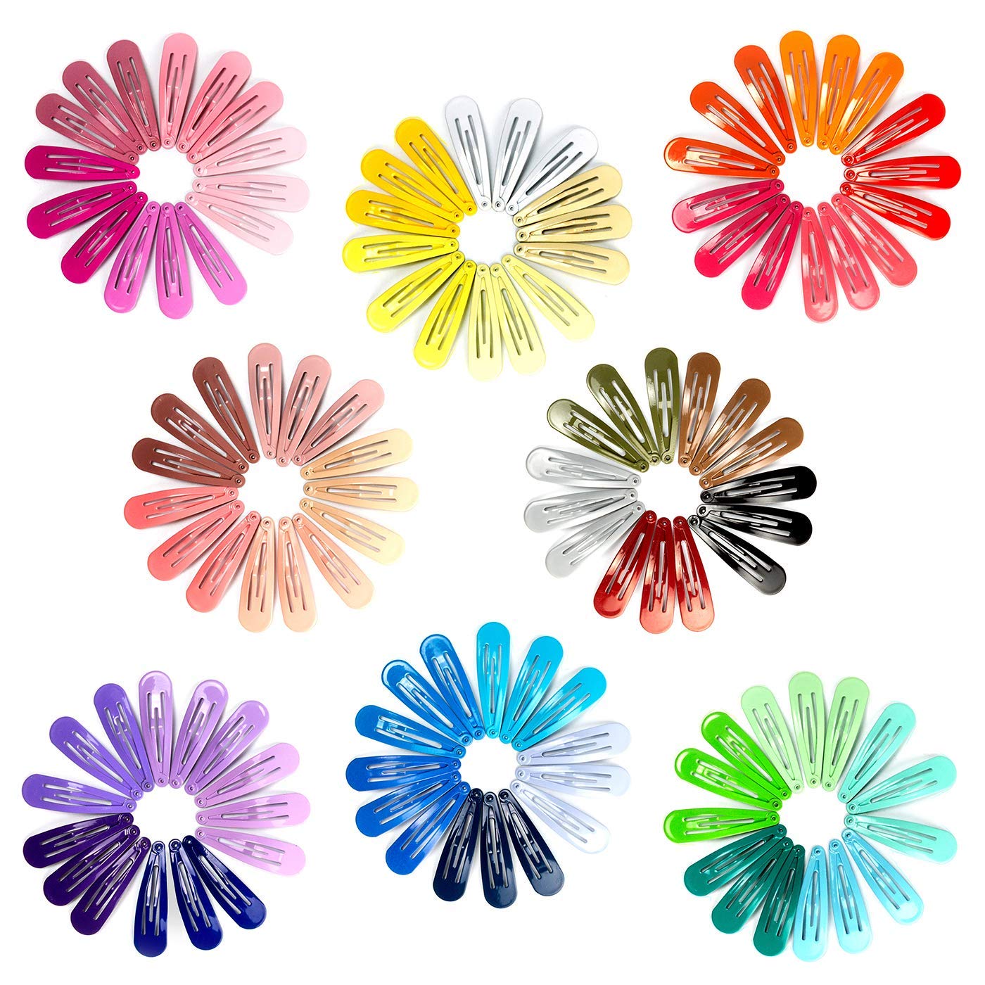 120 Pack Colorful Barrettes, 2 Inch Barrettes Metal Snap Hair Clips Candy Color Hair Accessories for Kids Teens, Toddlers,Women(40 Colors)