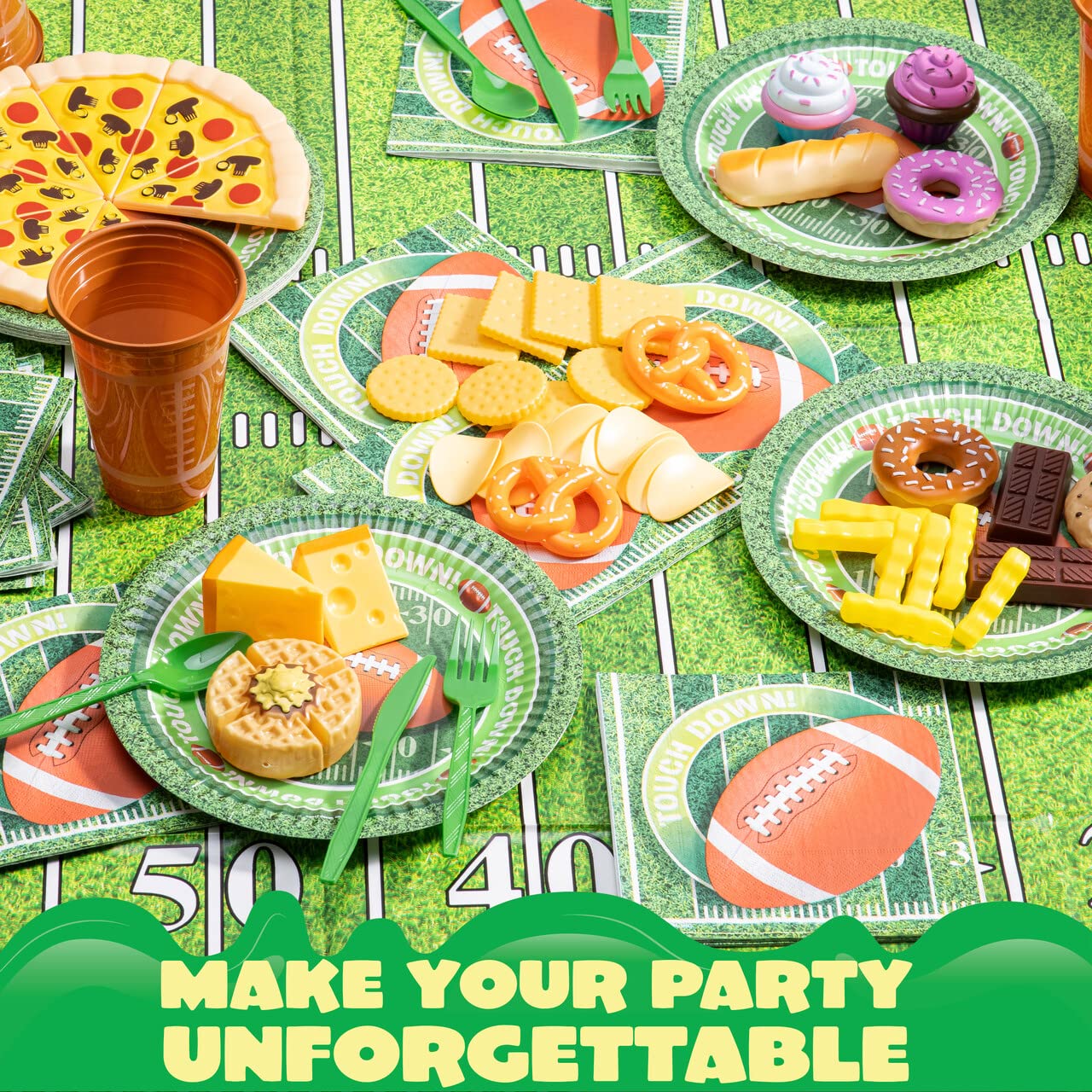 JOYIN 4 Pack Game Day Football Tablecloth Table Cover Touchdown Party Decorations Football Party Supplies (54x72 Inches)
