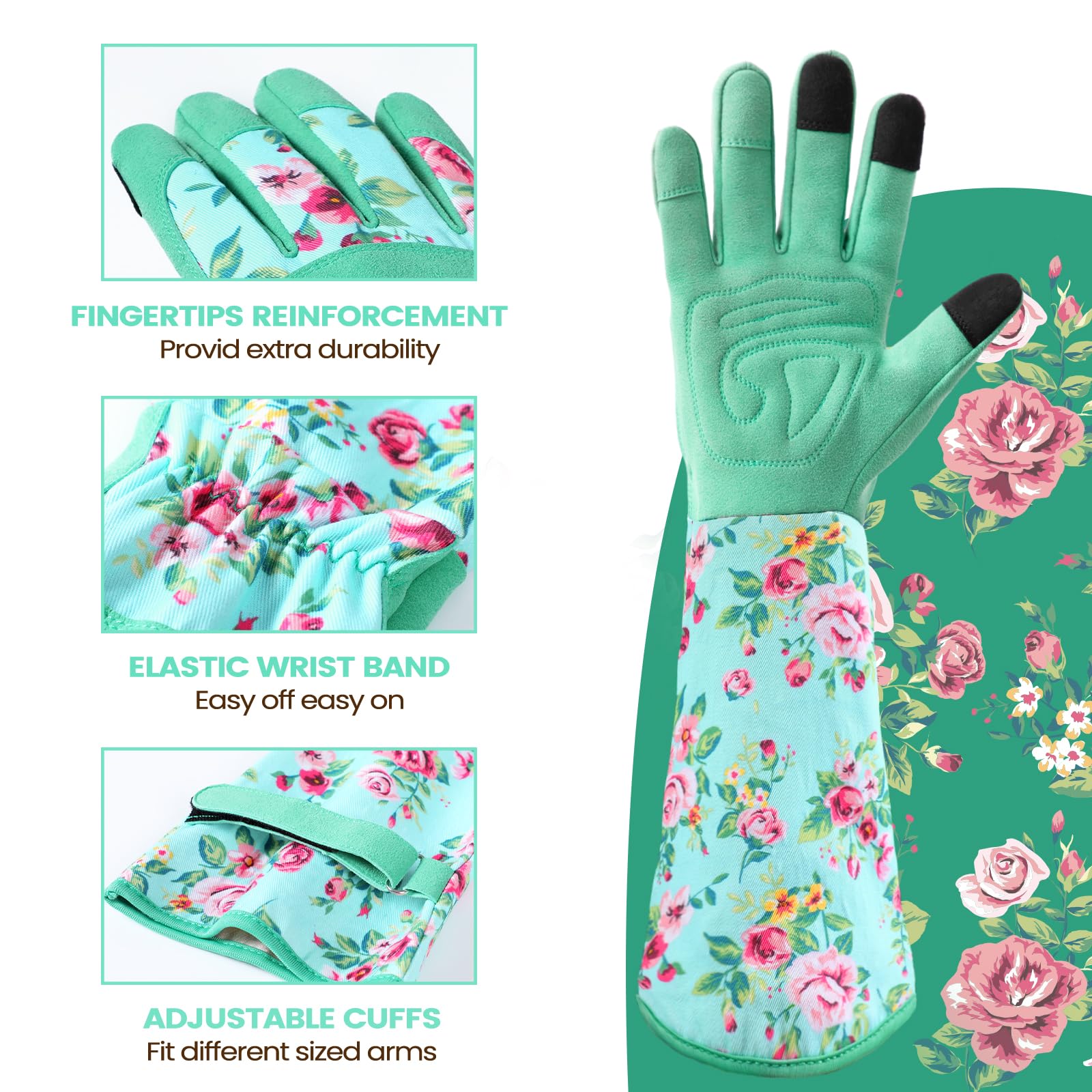 Ymomode Garden Gloves for Women - Long Sleeve Garden Gloves Ladies Light Protective Gloves for Yard & Outdoor Work