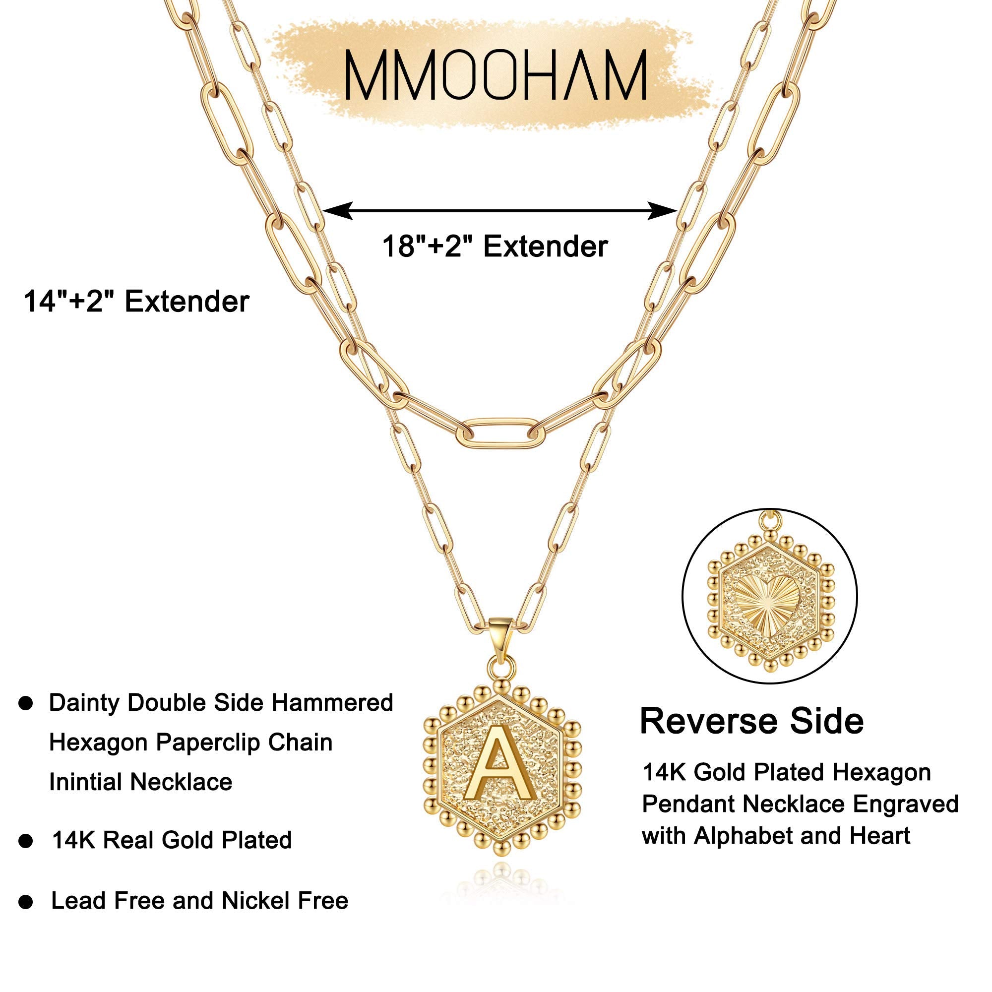 M MOOHAM Gold Necklace for Women Gifts - Initial Necklaces for Women Gold Necklace Initial A Necklace Christmas Gifts for Women Teen Girls Gold Jewelry for Women