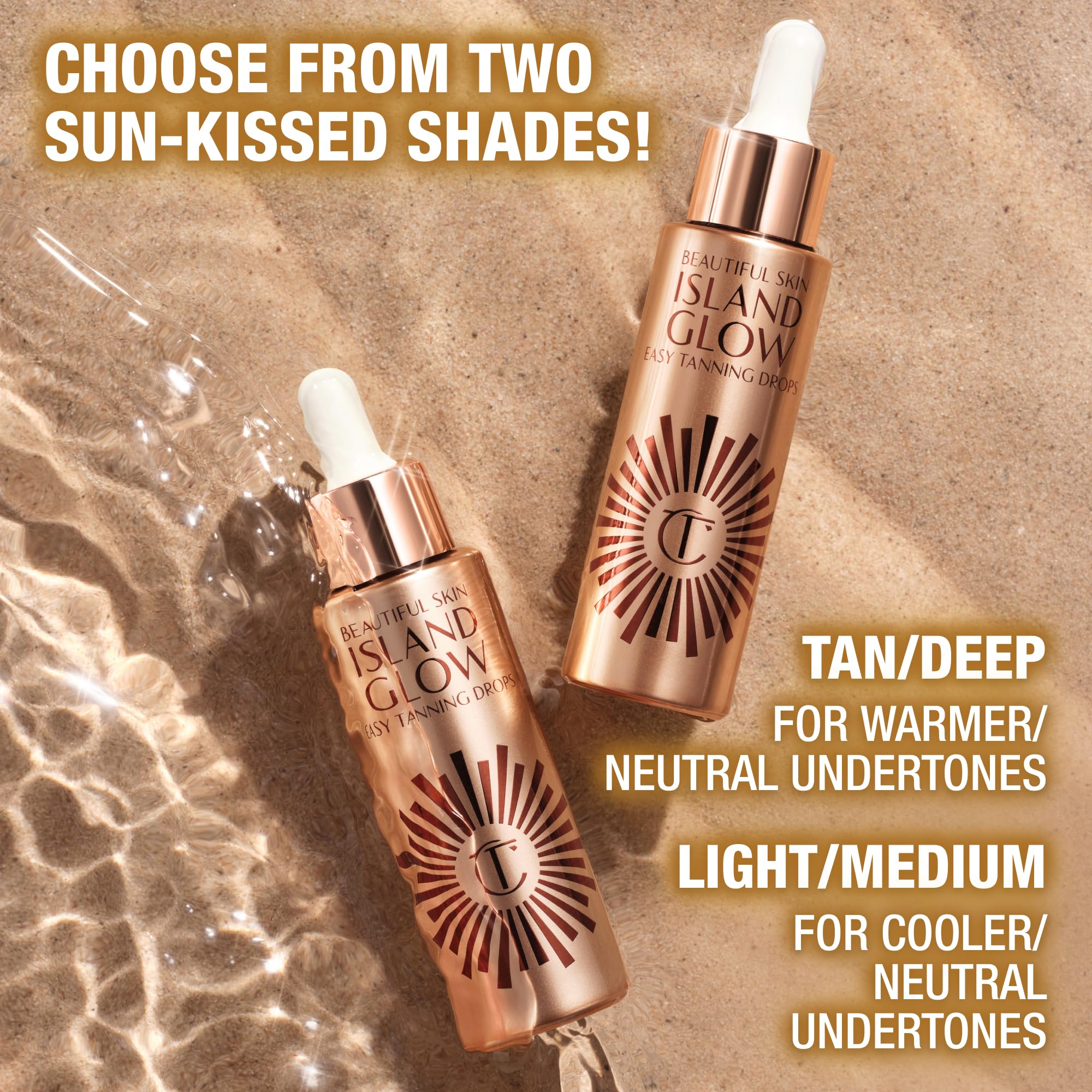 Charlotte Tilbury Beautiful Skin Tanning Drops - Body & Face Bronzing Drops Enriched with Hyaluronic Acid for Long-Lasting Hydration - Leaves Skin with a Natural, Radiant Glow - Fair/Medium