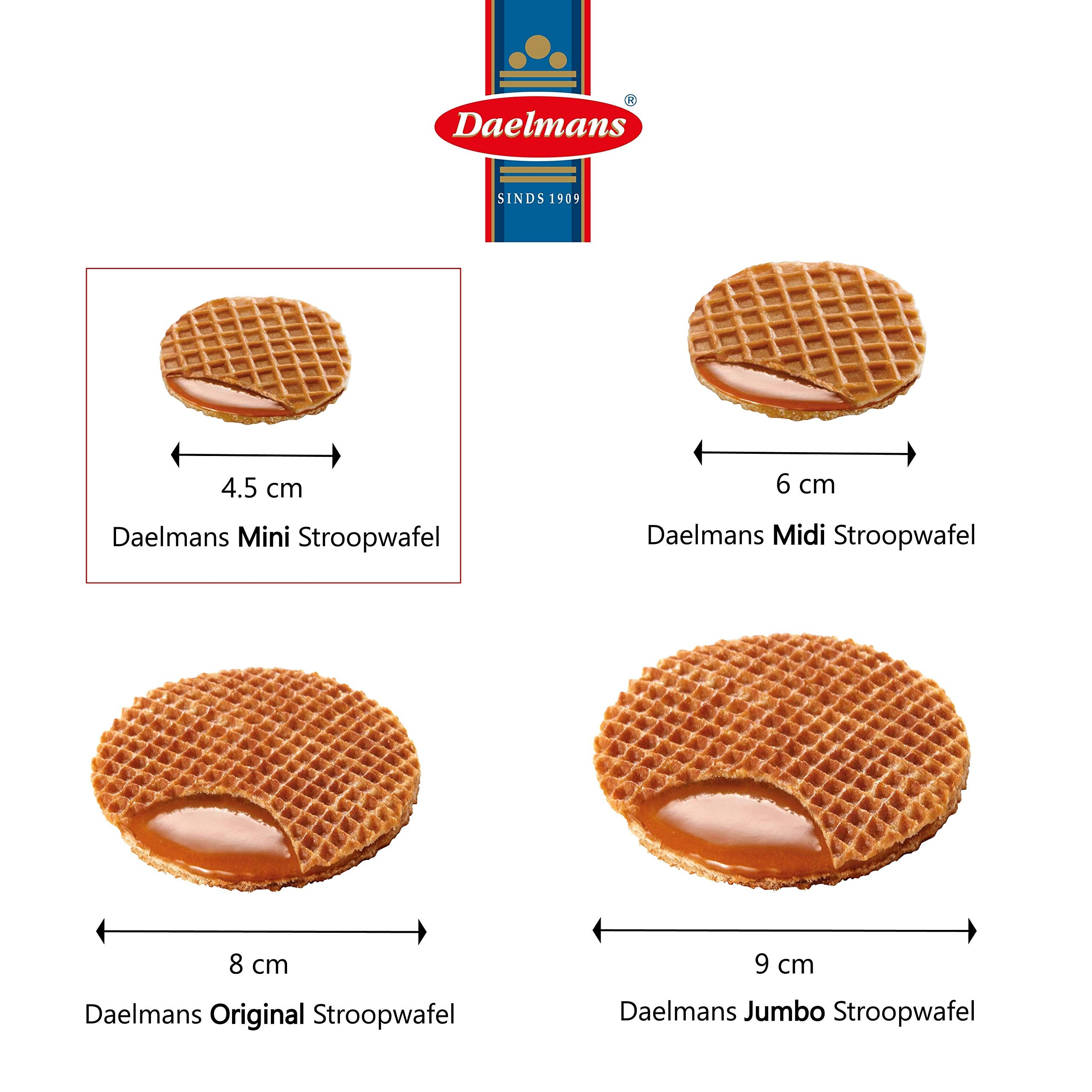 Daelmans Mini Caramel Stroopwafels - Individually Wrapped Waffle Cookies, Sweet Snack for Coffee & Tea, Authentic Soft Toasted Dutch Waffles, Cinnamon, Vanilla, Certified Kosher Dairy - 200 Count Box