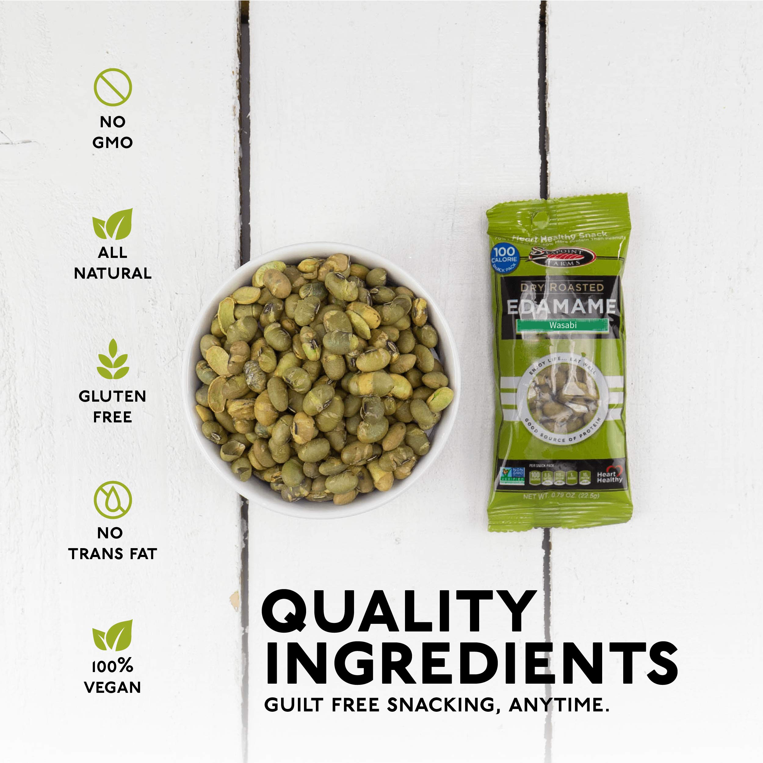 Seapoint Farms Dry Roasted Edamame, Wasabi, Vegan, Gluten-Free, and Non-GMO, Crunchy Snack for Healthy Snacking, 100 Calorie Snack Pack (12 Boxes)