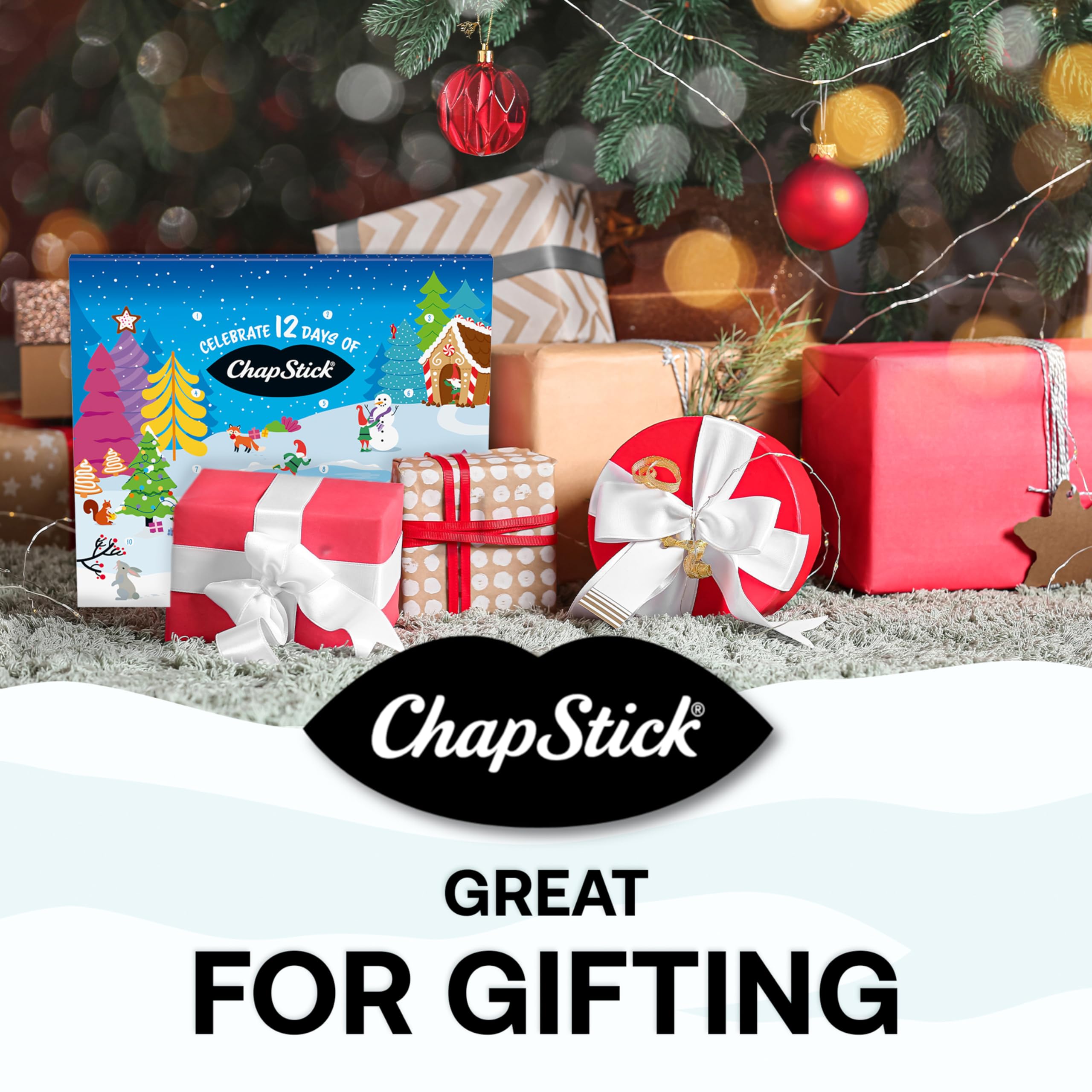 ChapStick 12 Days of Holiday Advent Calendar Lip Balm Gift Set - 0.15 Oz