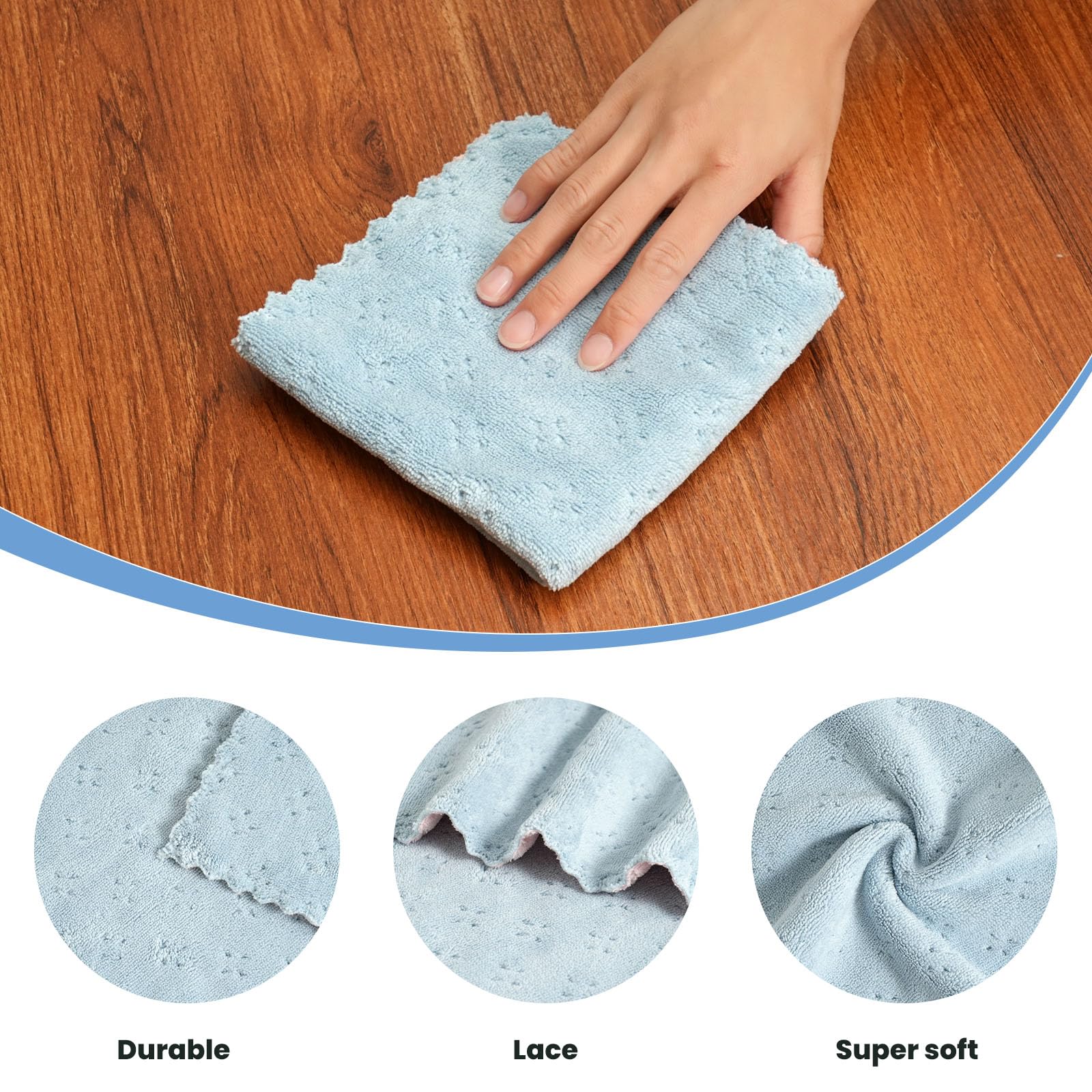 Neessno Kitchen Dish Cloths,Super Absorbent Coral Velvet Dish Towels,Quick Drying Kitchen Towels No Lint Dish Rags,Reusable Household Microfiber Cleaning Cloth,12X12 inches,12 Pack,Sky Blue - Pink