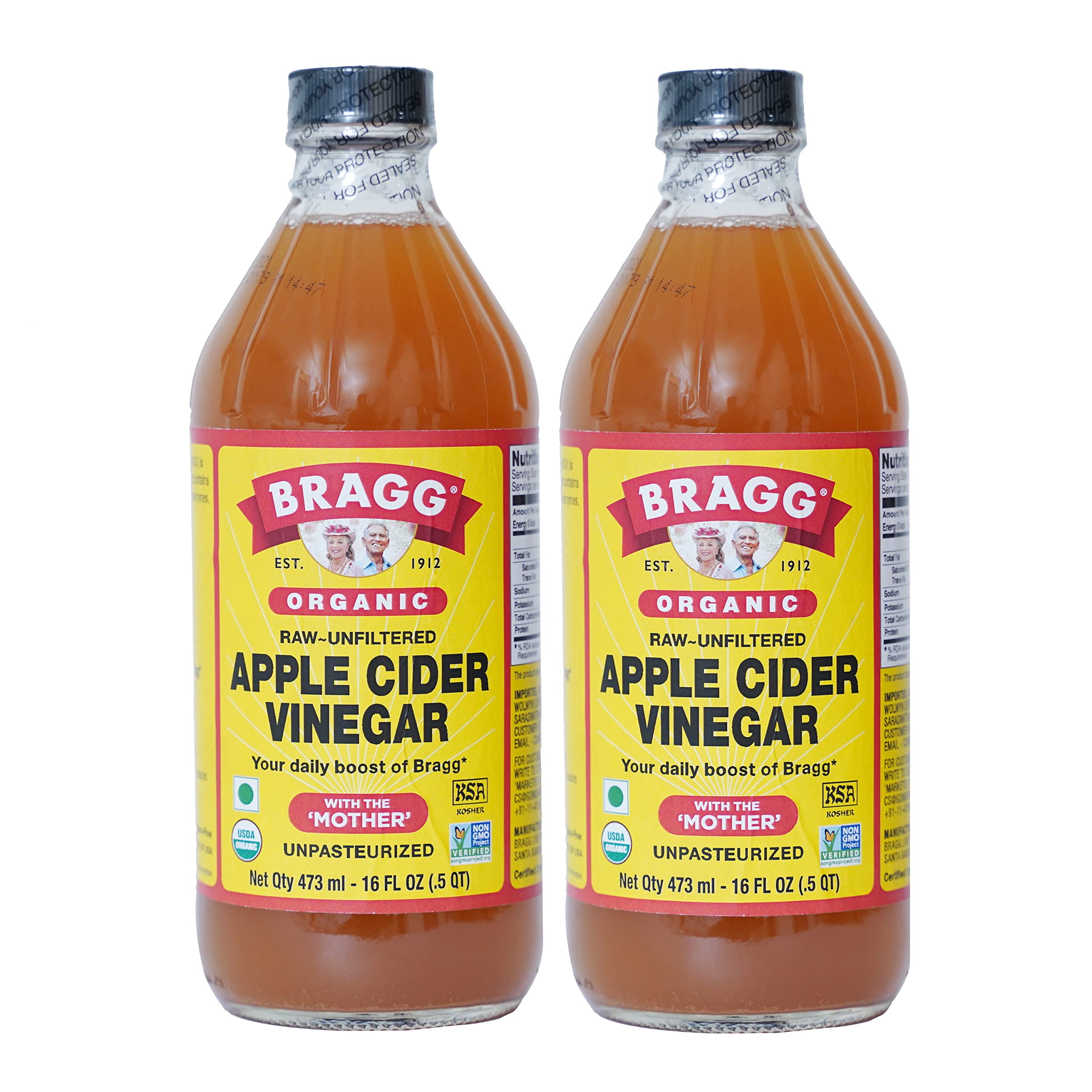 Bragg Organic Apple Cider Vinegar with the Mother - (2 Pack) 16 fl oz - Raw and Unfiltered