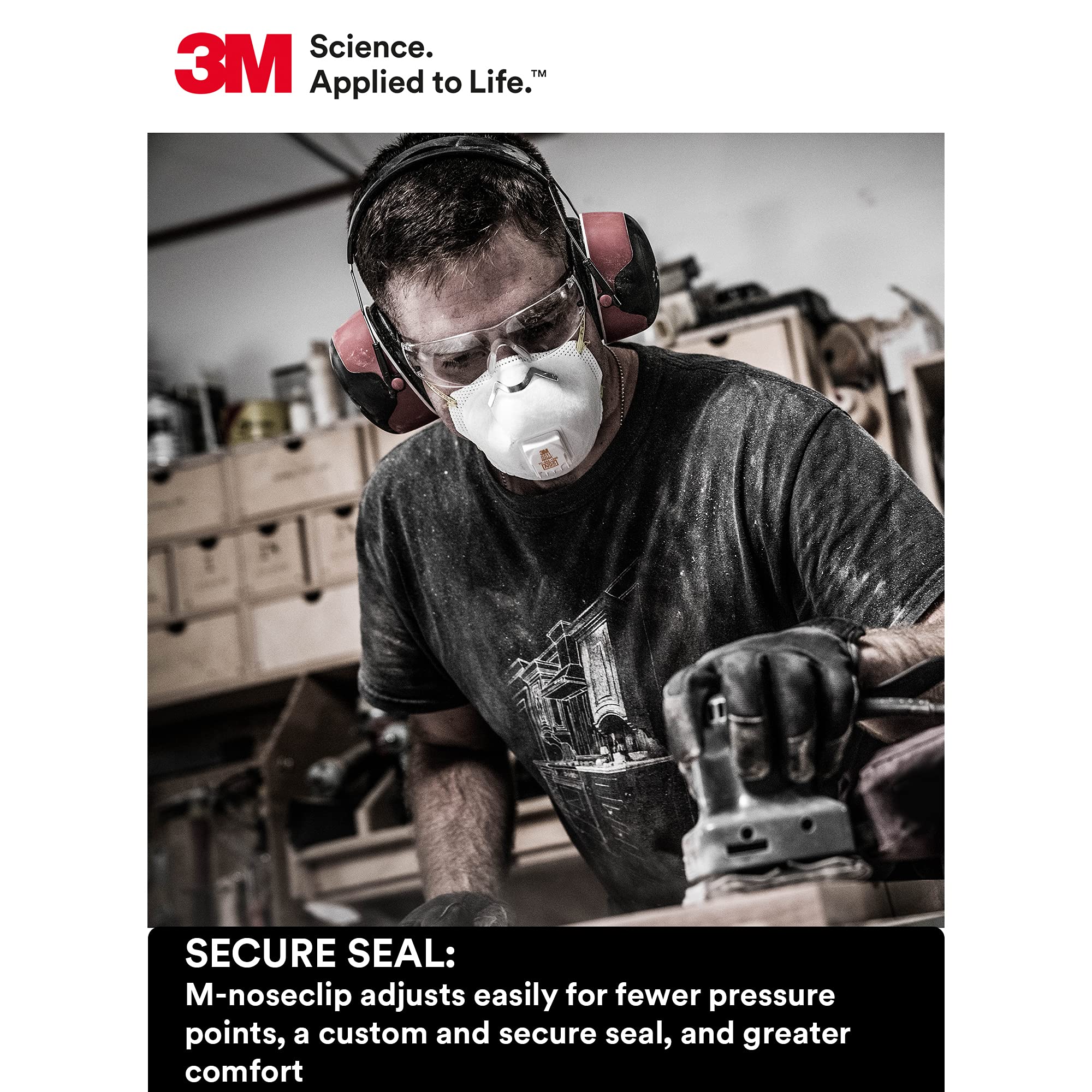 3M 8511 Particulate Disposable Respirator, N95, Pack of 80, NIOSH Approved, Cool Comfort and Fewer Pressure Points with Dual Attachment for Grinding, Sanding, Sawing, Sweeping, Dust, Smoke